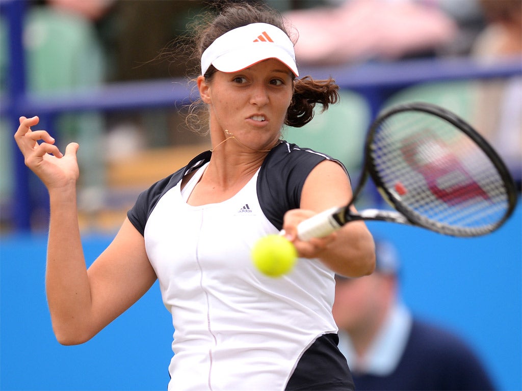 British No 1 Laura Robson on her way to a 6-3, 6-2 win over Yuliya Beygelzimer