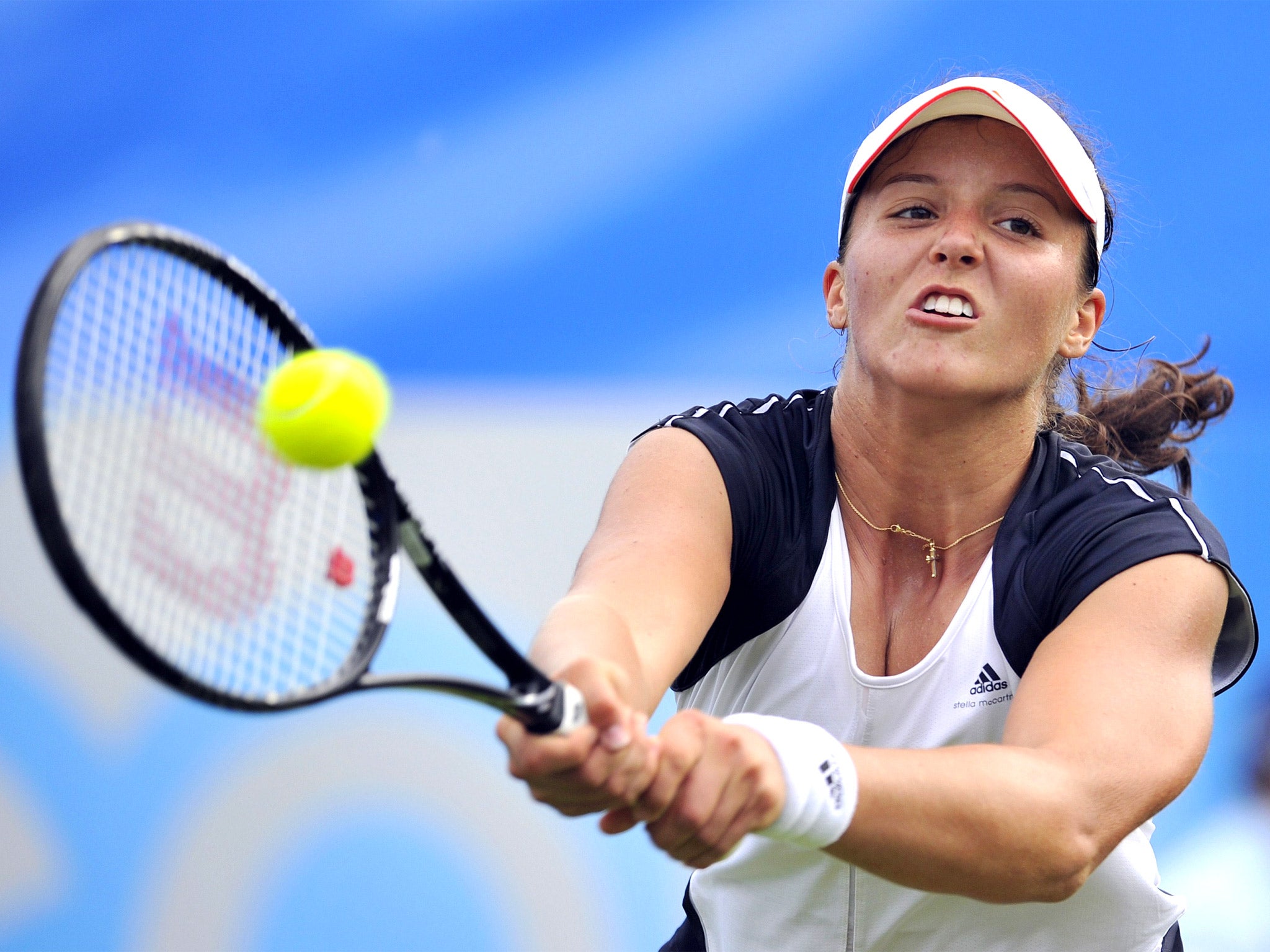 Laura Robson on her way to a straight-sets defeat