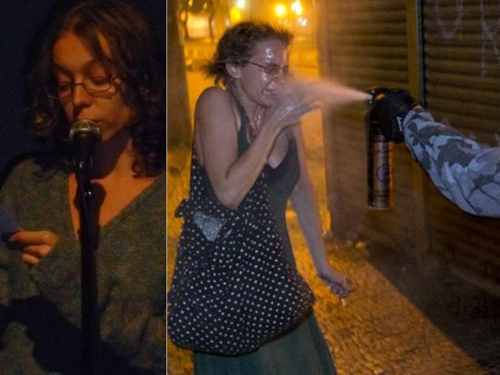 Liv Nicolsky Lagerblad de Oliveira who had pepper spray fired into her face by a police officer