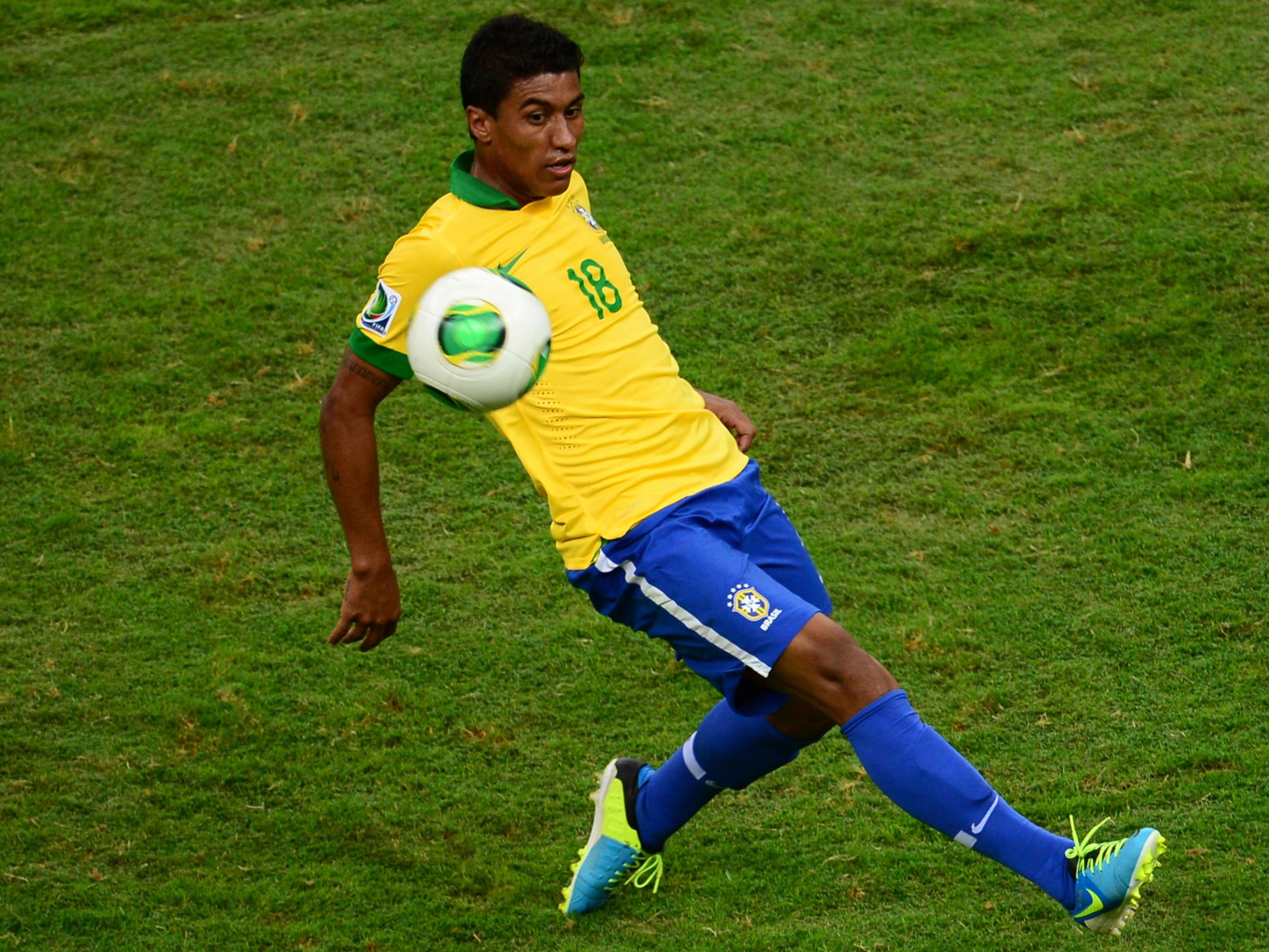 Brazilian midfielder in action for Brazil at the Confederations Cup