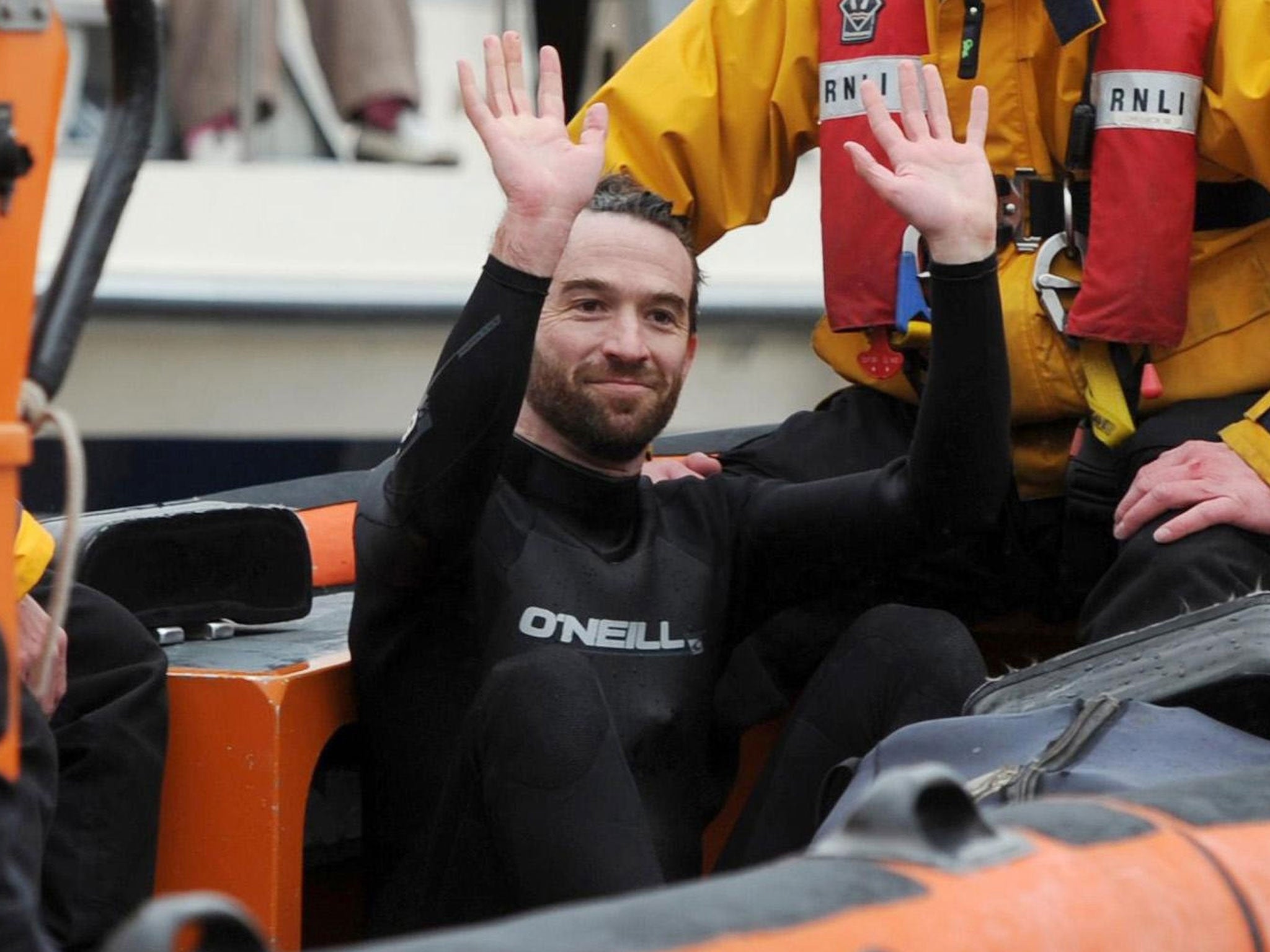 Trenton Oldfield after he was pulled from the River Thames when he temporarily halted the Boat Race last year