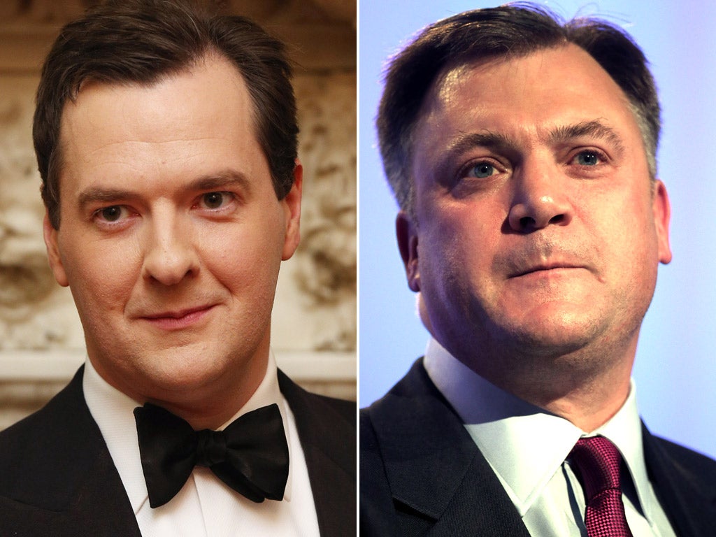 Chancellor George Osborne and the Shadow Chancellor, Ed Balls