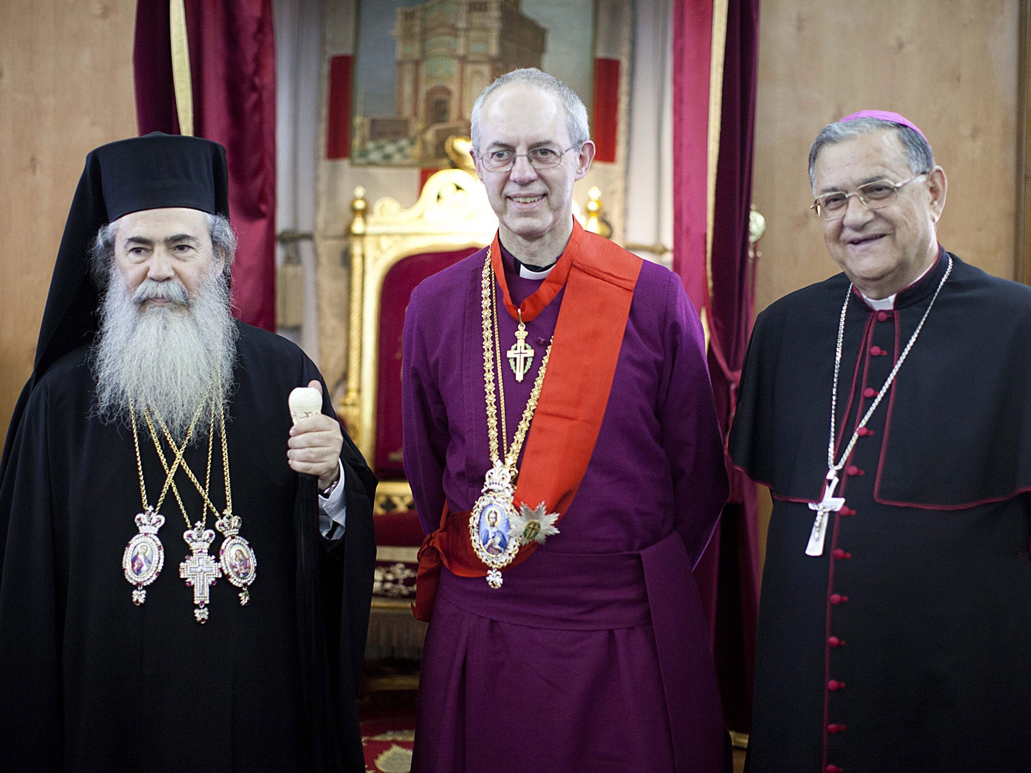 The Archbishop of Canterbury with members of the Greek Orthodox Patriarchate in Jerusalem