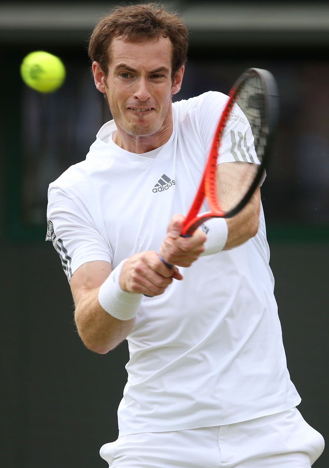 Andy Murray hits a backhand against Lu Yen-hsun