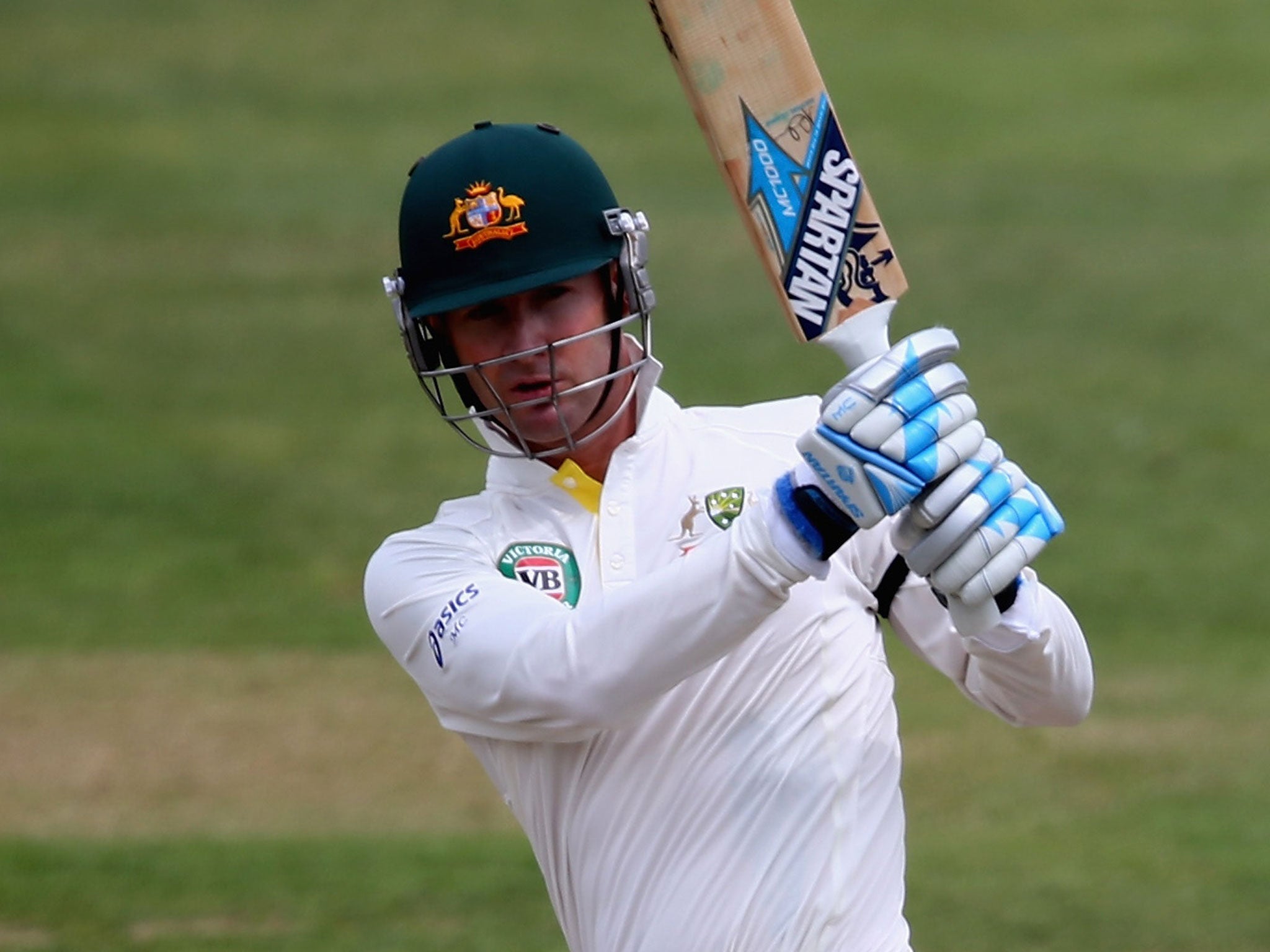 Australia’s Michael Clarke hits to the leg side at Taunton