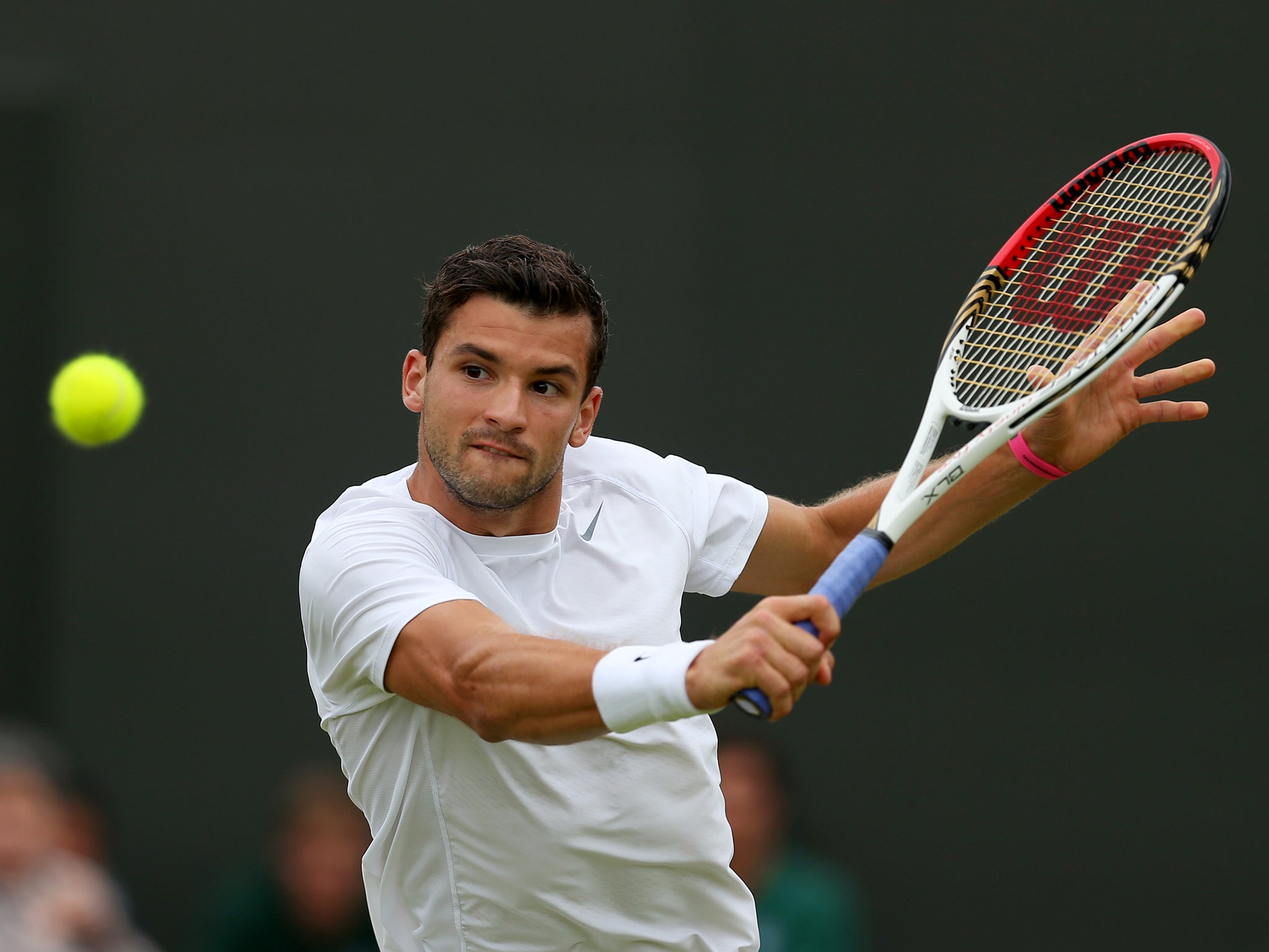 Grigor Dimitrov of Bulgaria lost his singles second round match against Greg Zemlja of Slovenia