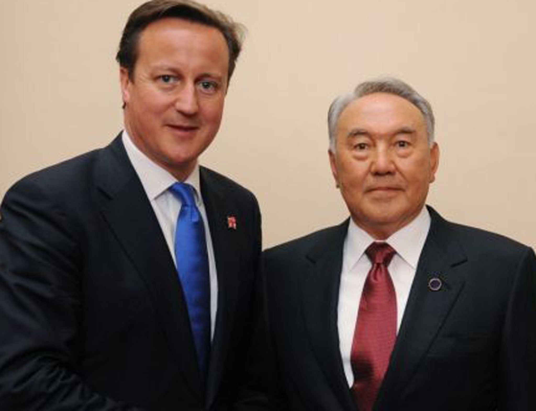 David Cameron with the President of Kazakhstan Nursultan Nazarbayev