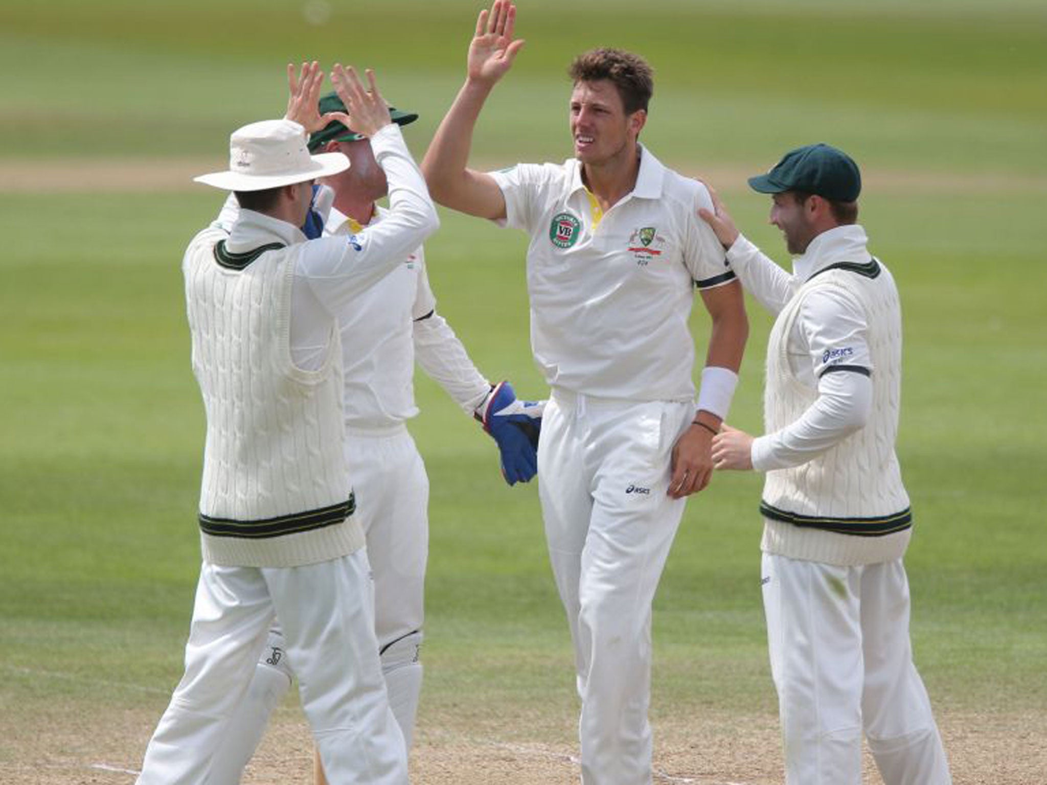 James Pattinson celebrates the dismissal of Chris Jones