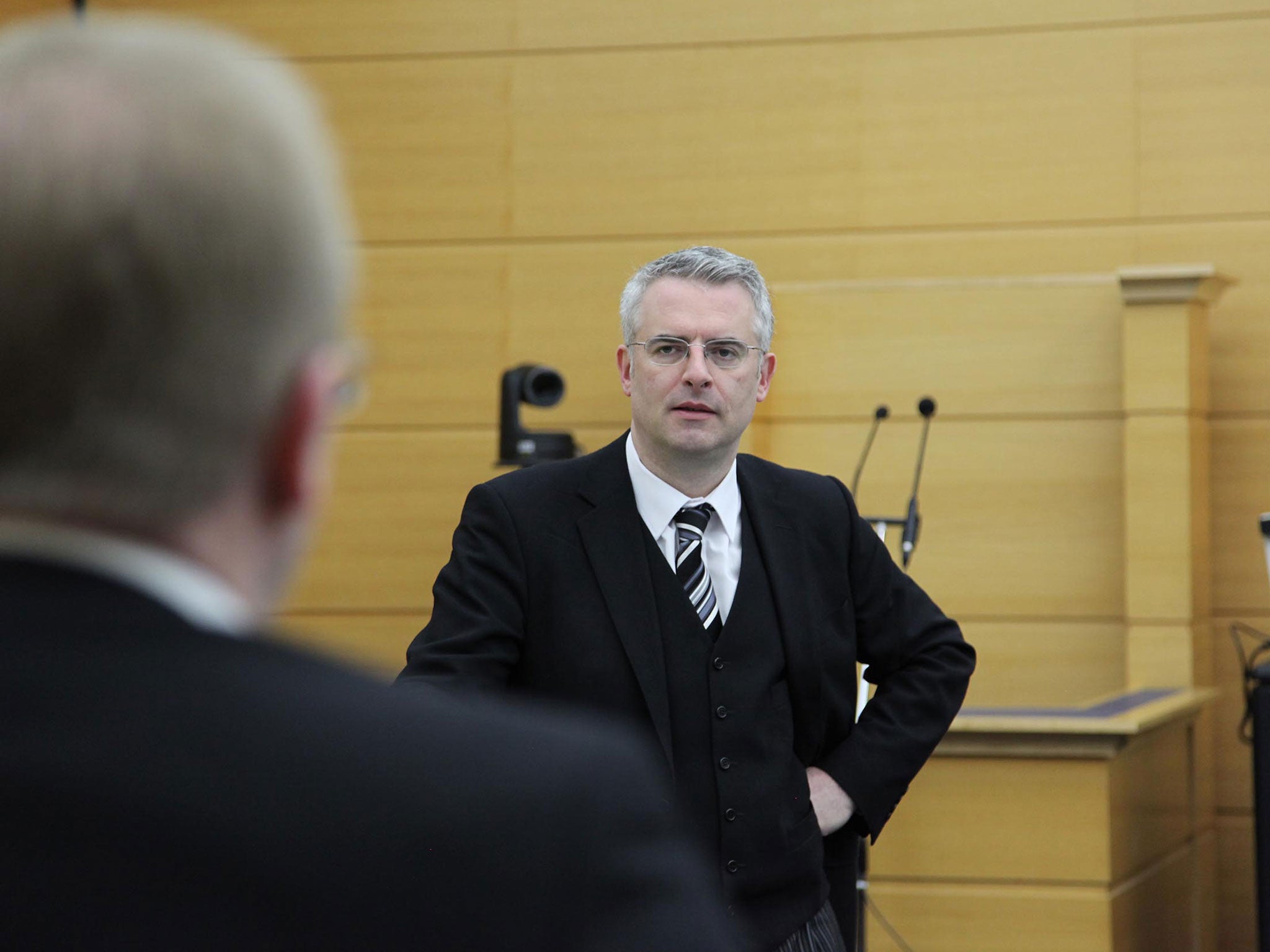 Defence counsel John Scott in court