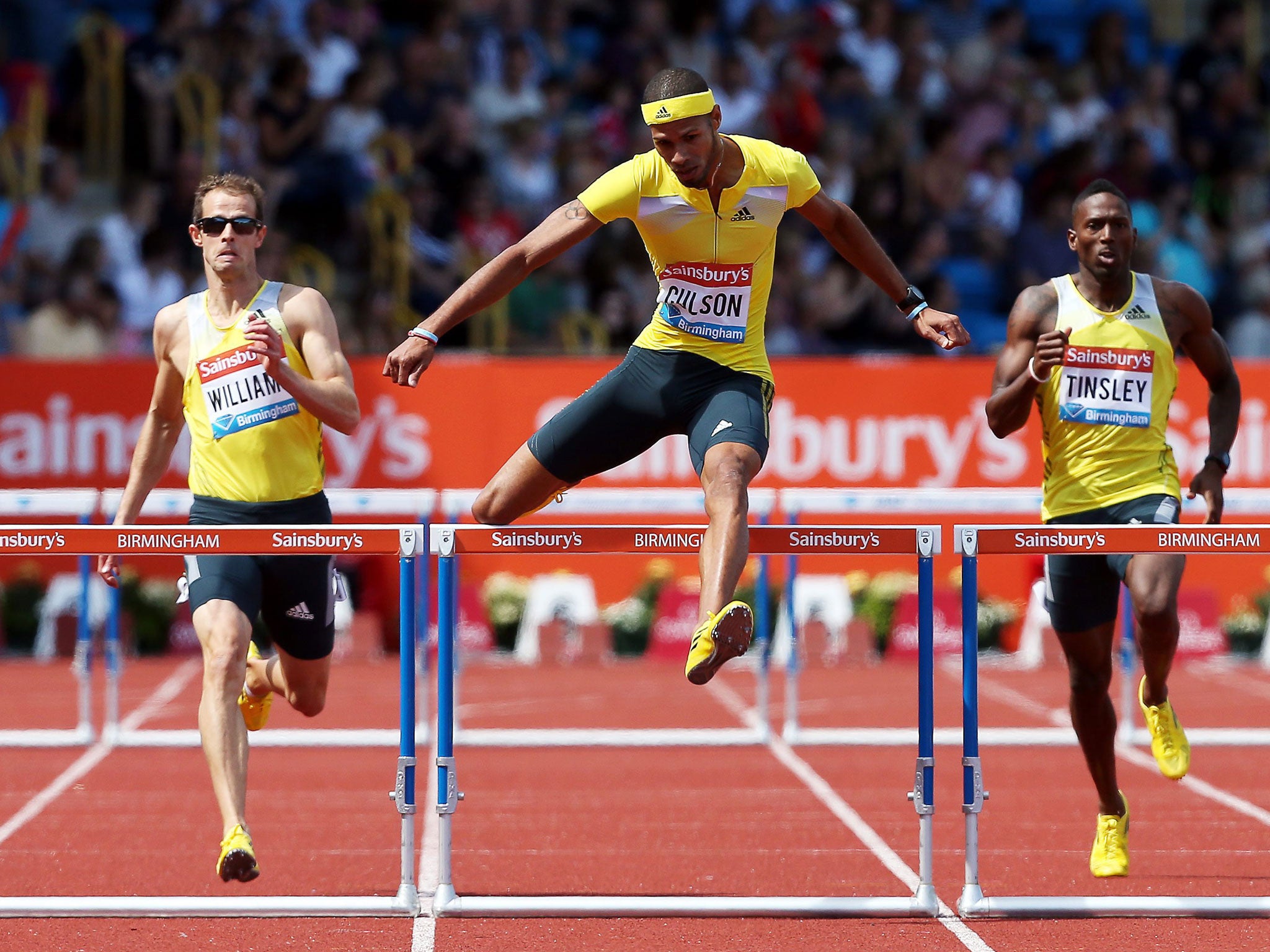 Rhys Williams, left, in action alongside Javier Culson, centre, yesterday