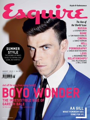 August front cover of Esquire featuring Gareth Bale