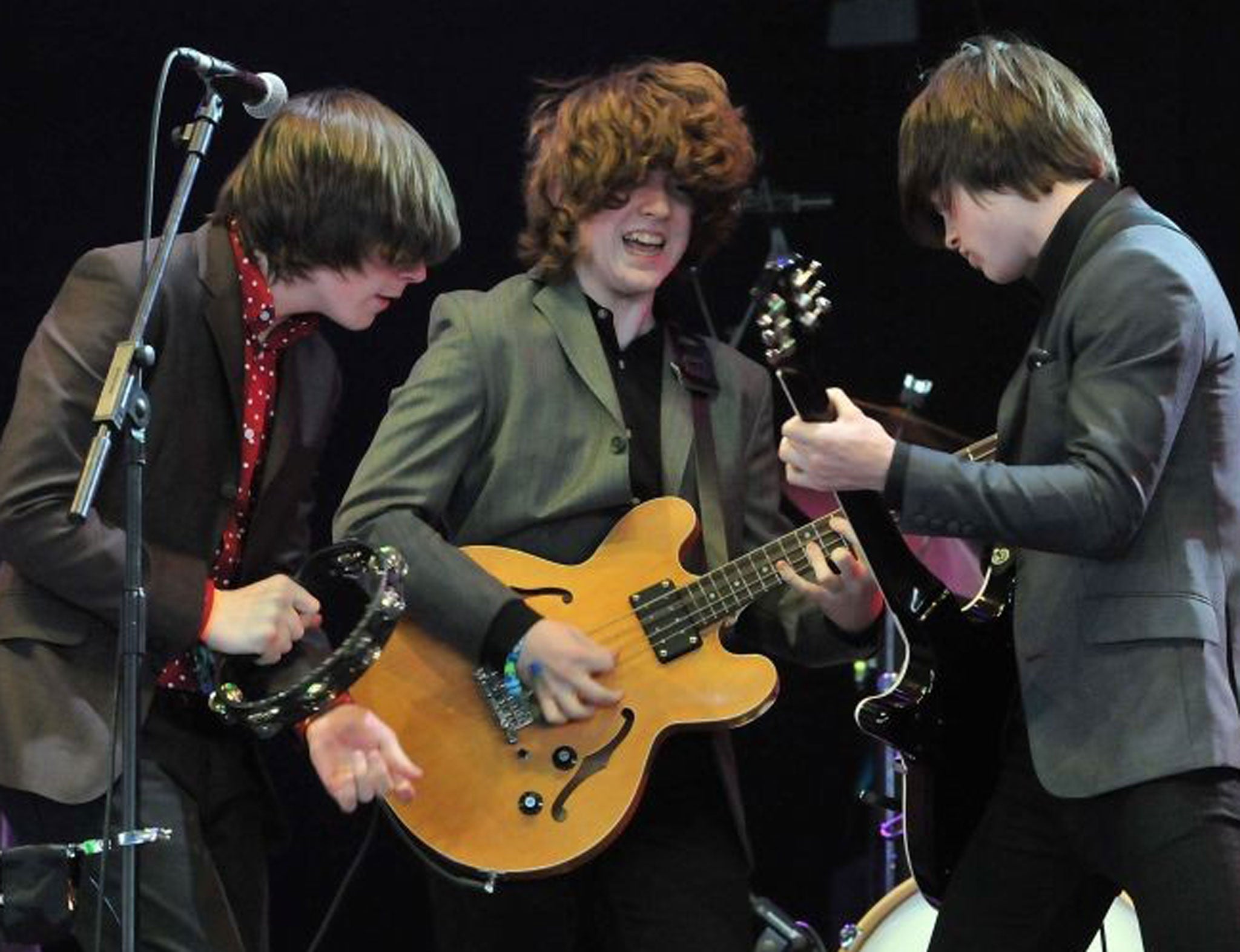 Ross Farrelly, Pete O'Hanlon and Josh McClorey of The Strypes perform on Glastonbury's John Peel stage