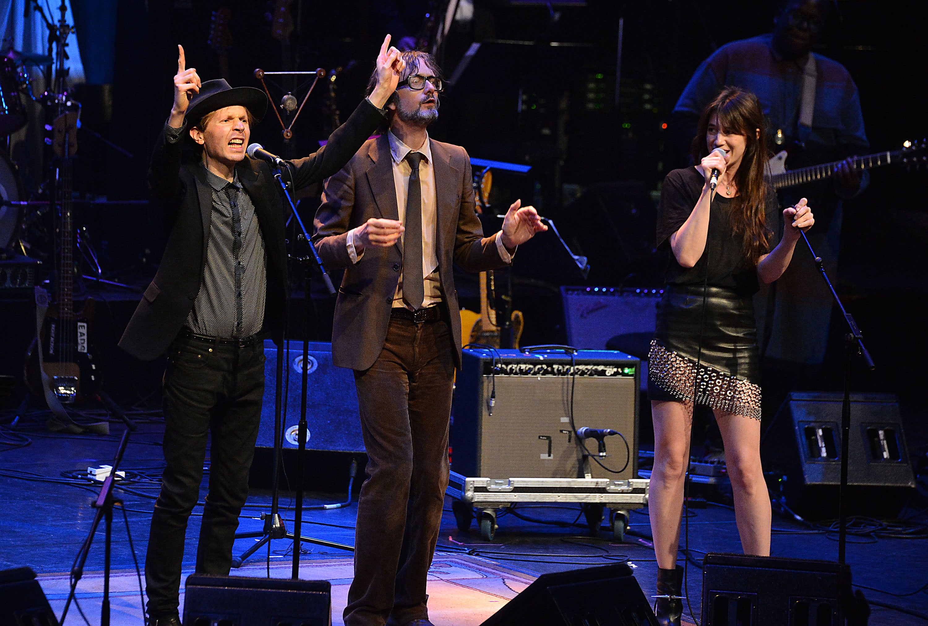 Beck and Jarvis Cocker during Song Reader at Barbican