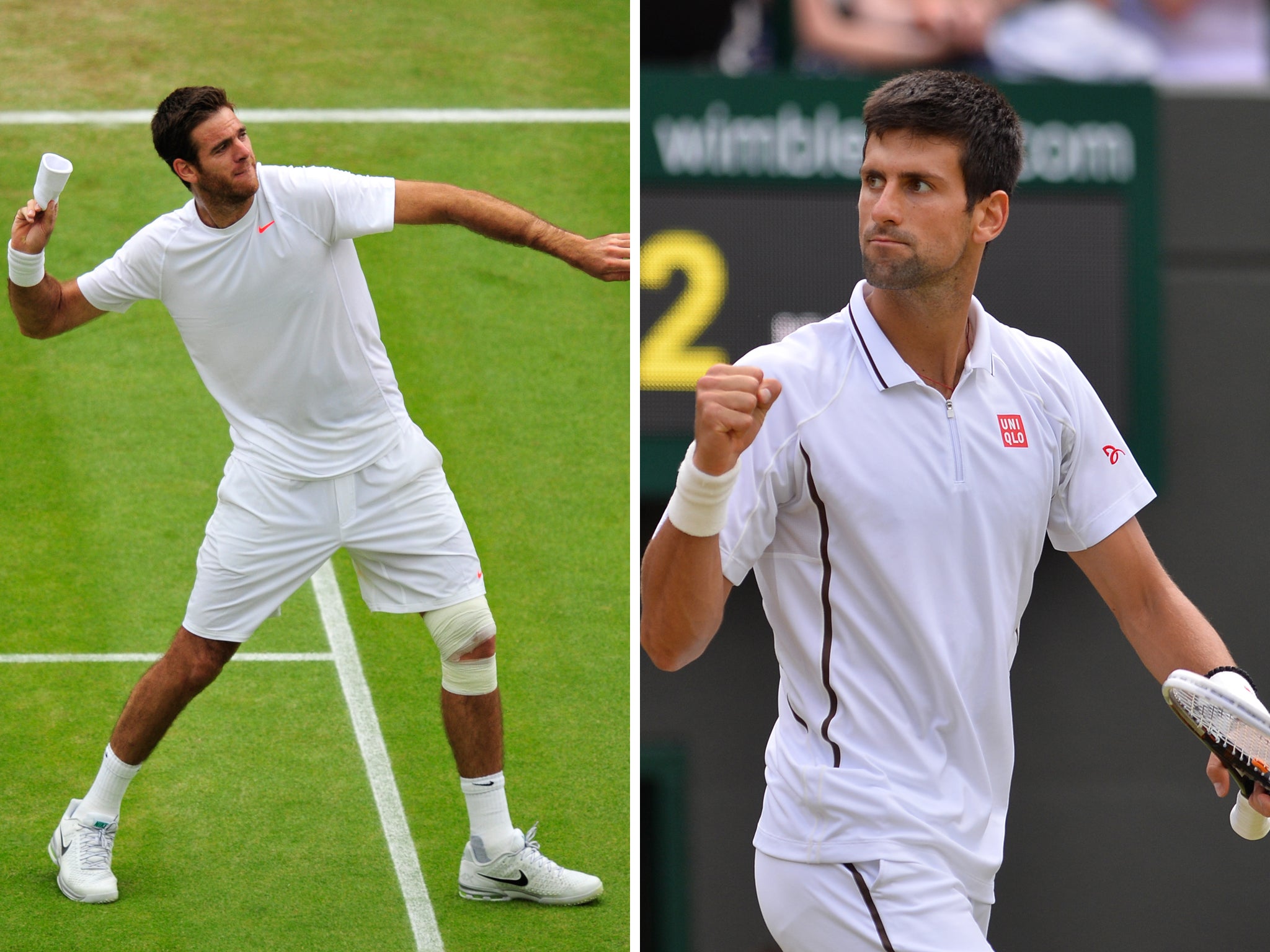 Novak Djokovic is taking on Juan Martin del Potro in the Wimbledon semi-finals