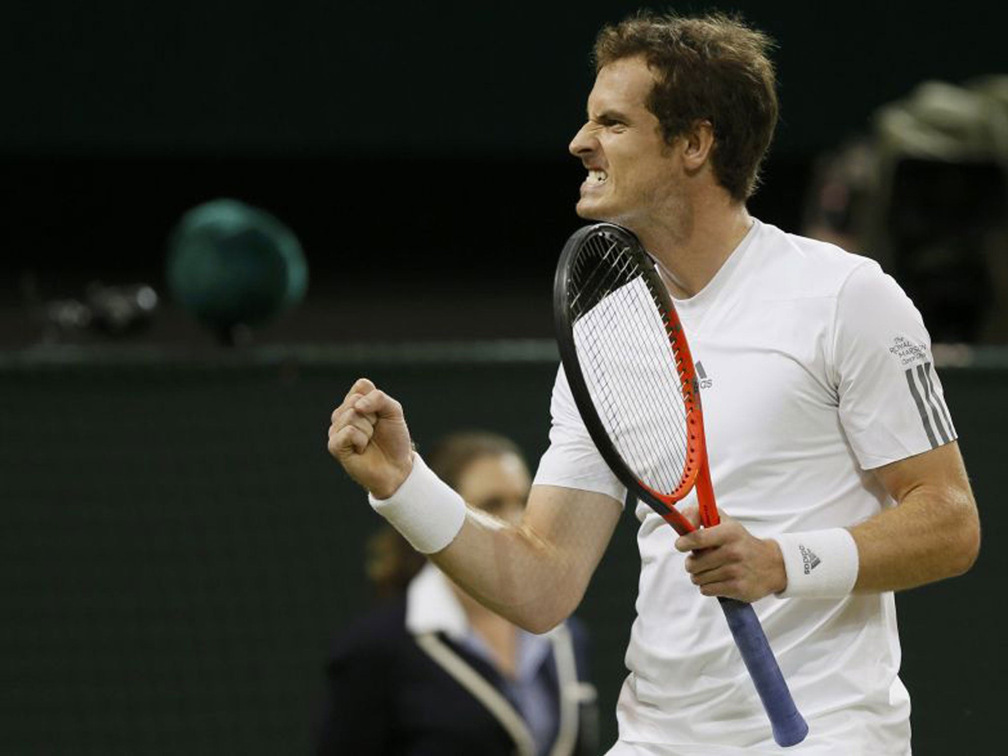 Andy Murray celebrates his victory over Jerzy Janowicz