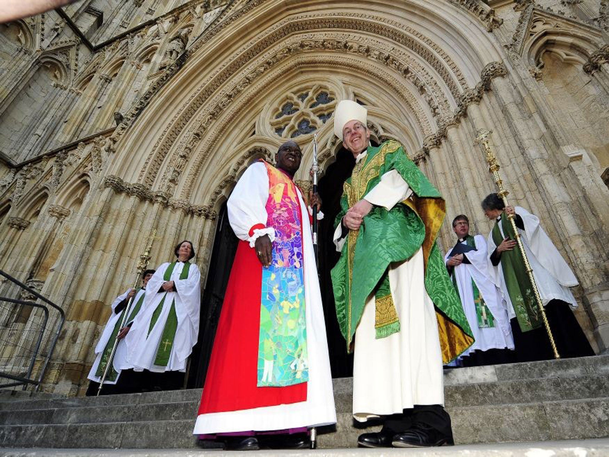 Dr John Sentamu, the Archbishop of York (left) and The Archbishop of Canterbury the Most Rev. Justin Welby at the Church of England General Synod Service in York Minster