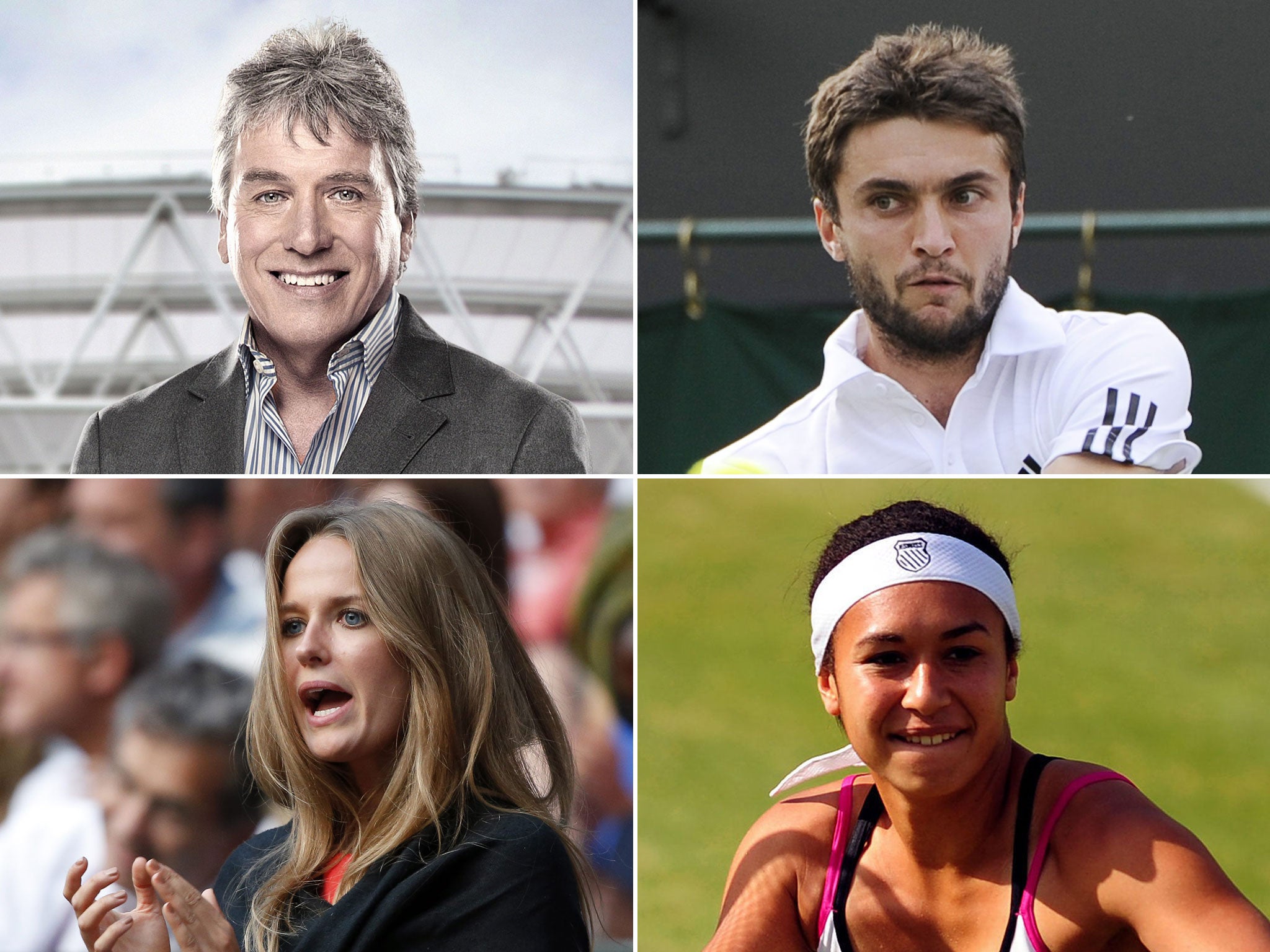 Clockwise from top left: John Iverdale, Gilles Simon, Heather Watson and Kim Sears