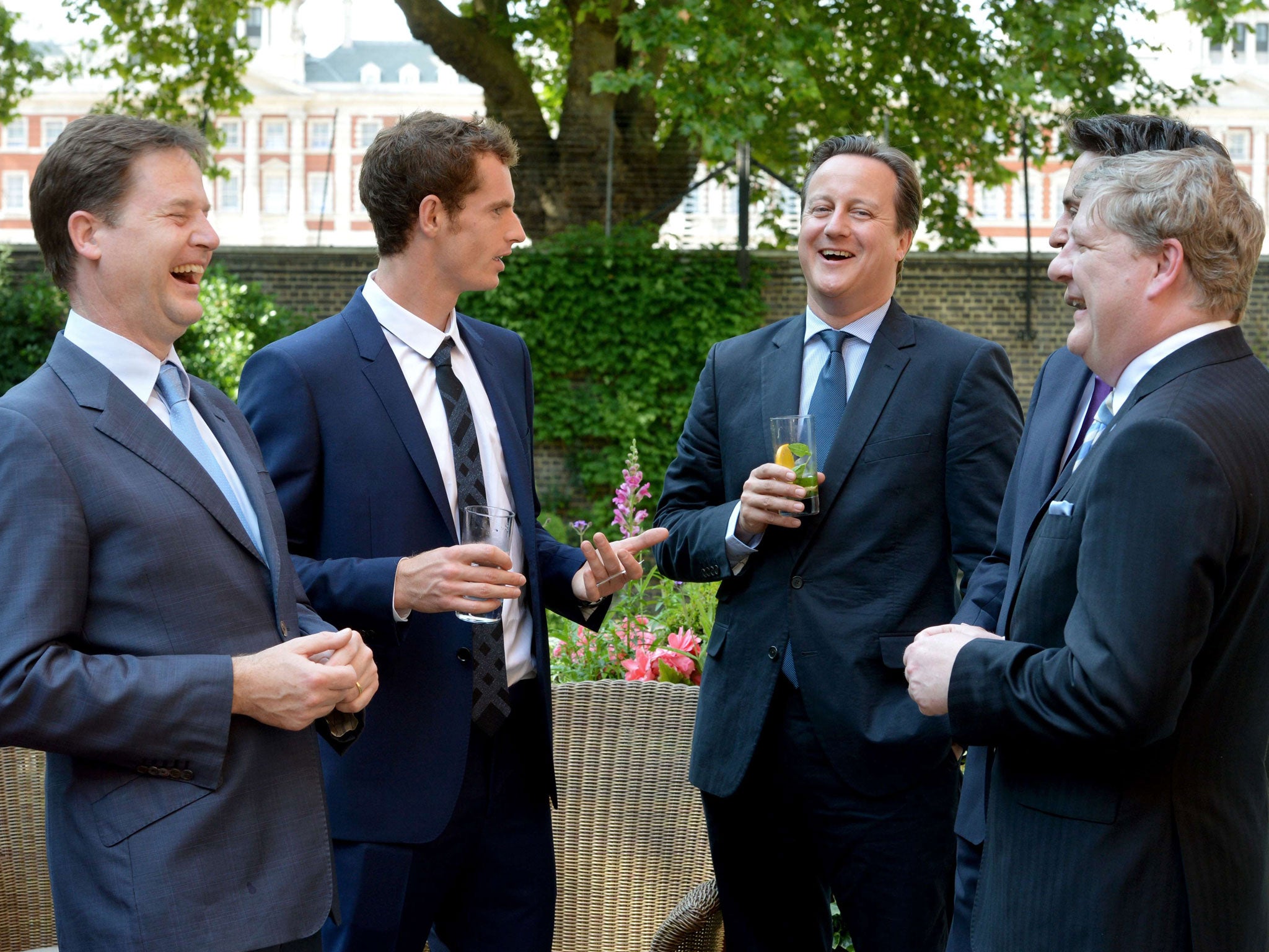 Andy Murray at Downing Street with (from left) Nick Clegg, David Cameron, Ed Miliband and SNP Westminster leader Angus Robinson