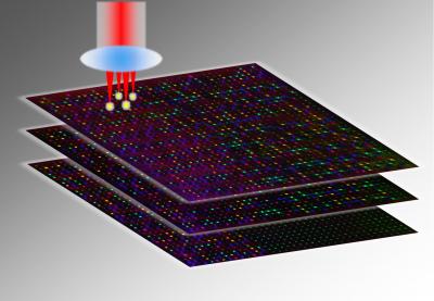 Caption: The image shows the digital data recorded into 5-D optical data storage. Credit: University of Southampton