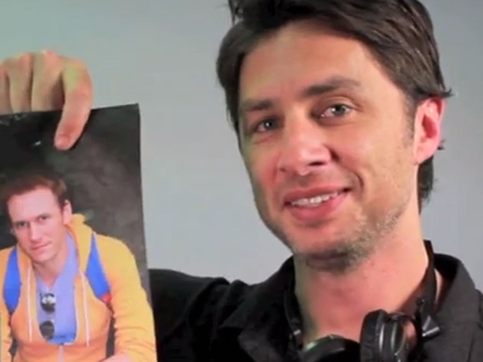 Zach Braff (right), starring in a proposal video for Matt Hulbert (left)