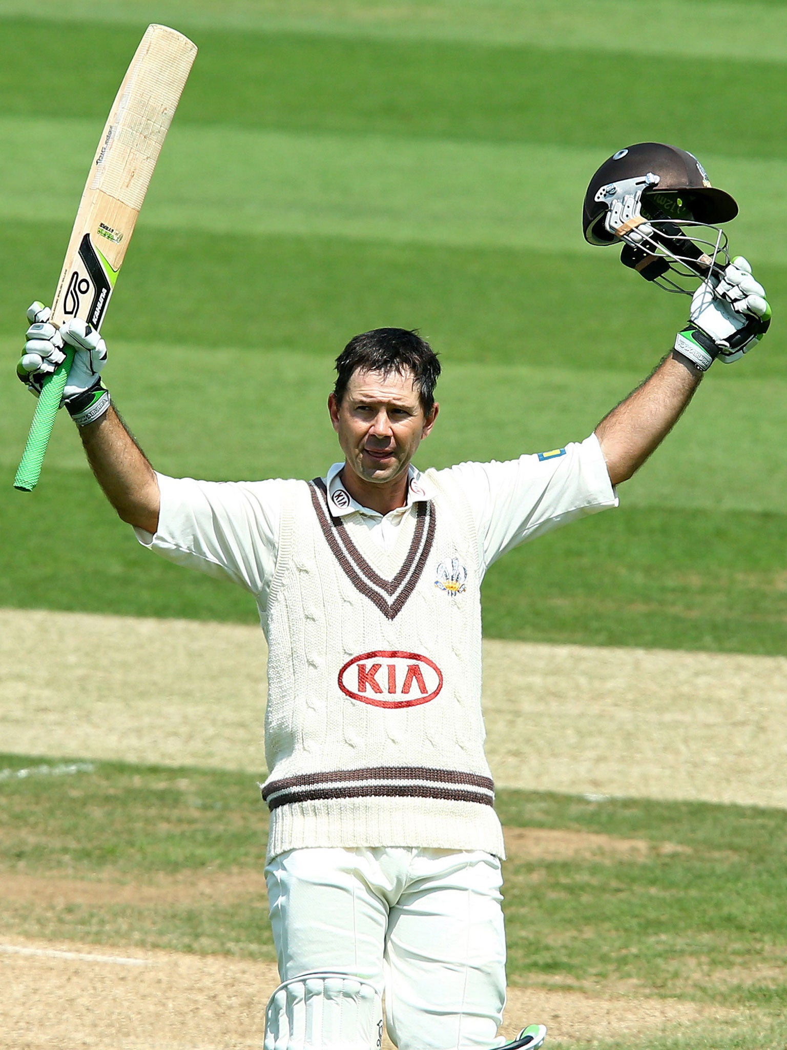 Ricky Ponting celebrates his century