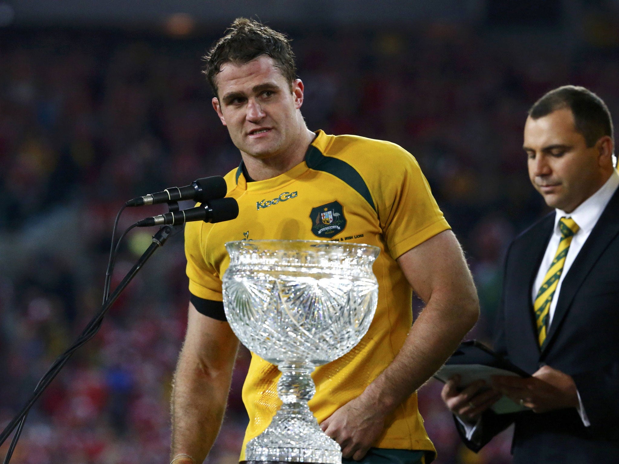 James Horwill addresses the Lions after their series victory
