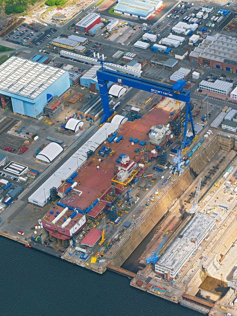 New aerial pictures have been released by the Aircraft Carrier Alliance of the HMS Queen Elizabeth, an aircraft carrier that will be the largest ship ever commissioned by the Royal Navy.New aerial pictures have been released by the Aircraft Carrier Allian