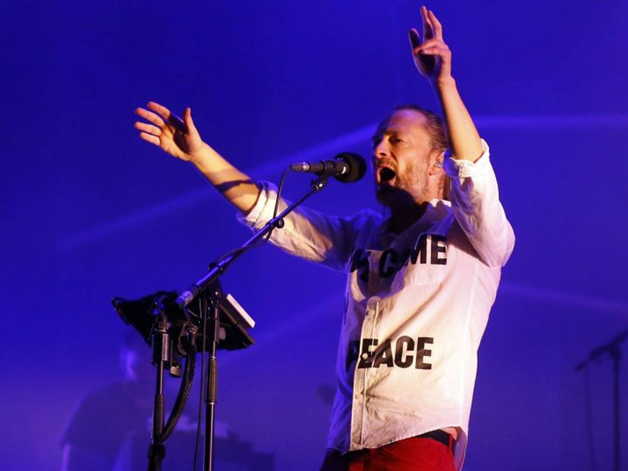 Thom Yorke, performing with Atoms For Peace