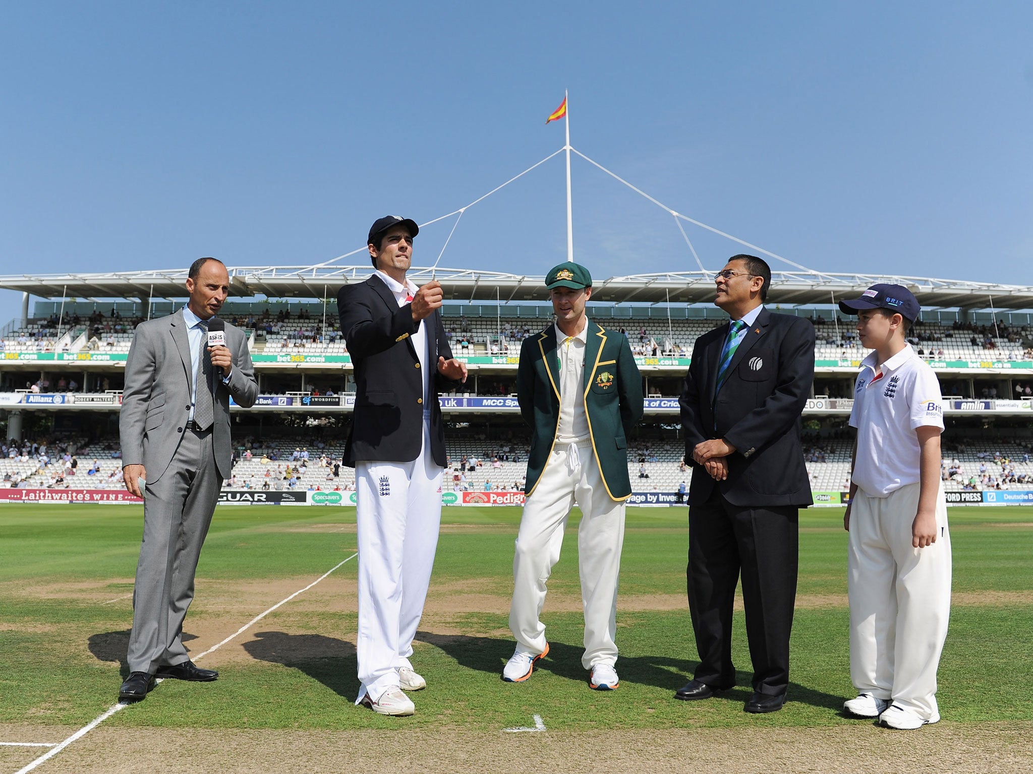 England captain Alastair Cook wins the toss