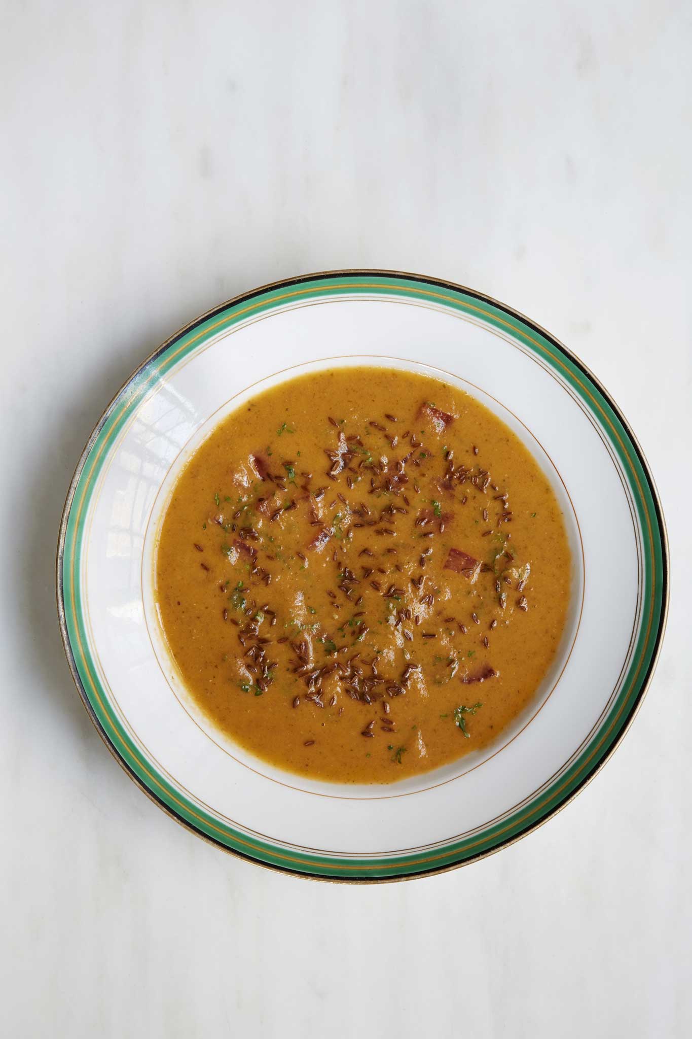 Fragrant watermelon soup could be served as a starter or dessert