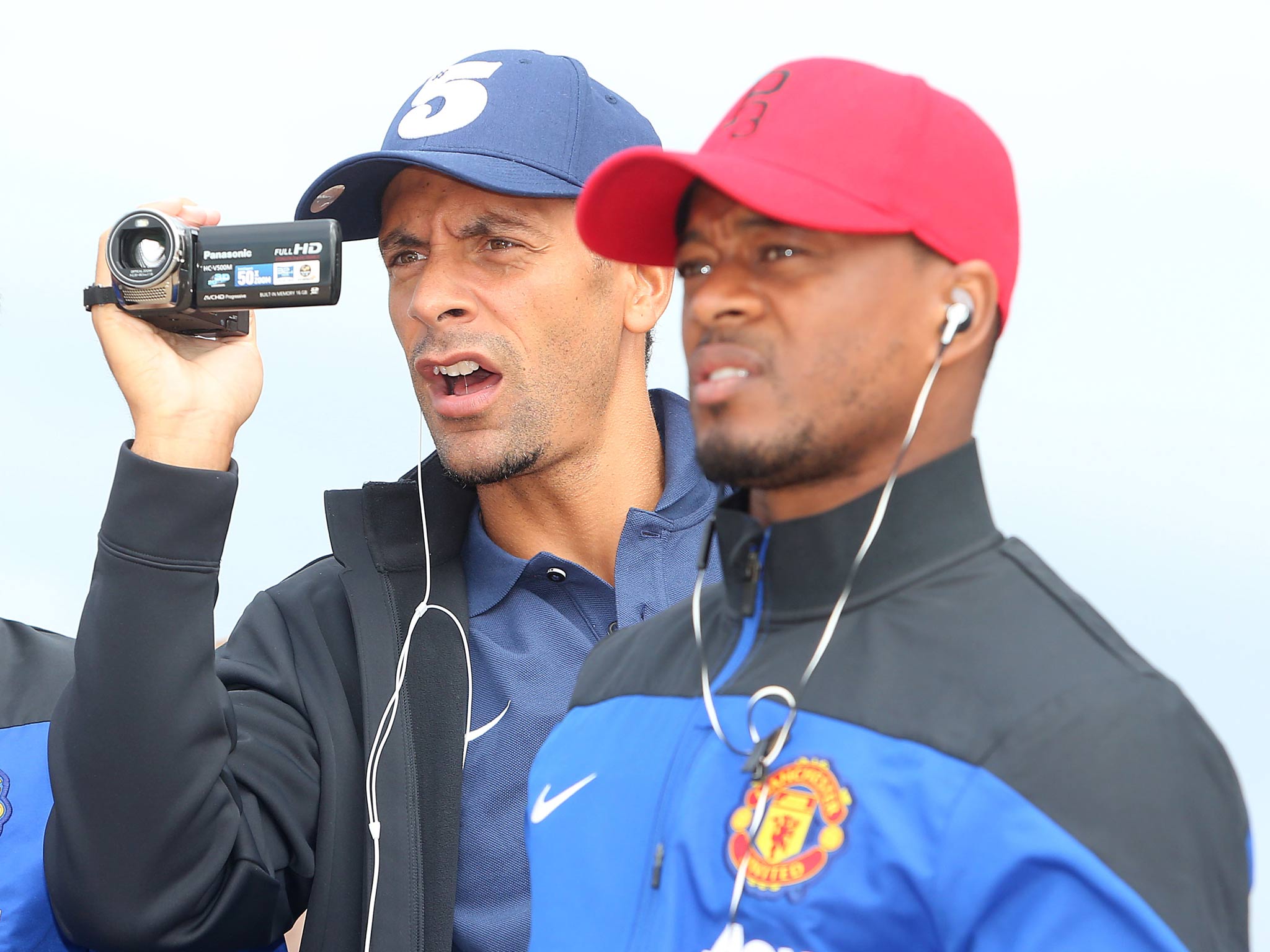 Rio Ferdinand and Patrice Evra of Manchester United visits Manley Beach as part of their pre-season tour