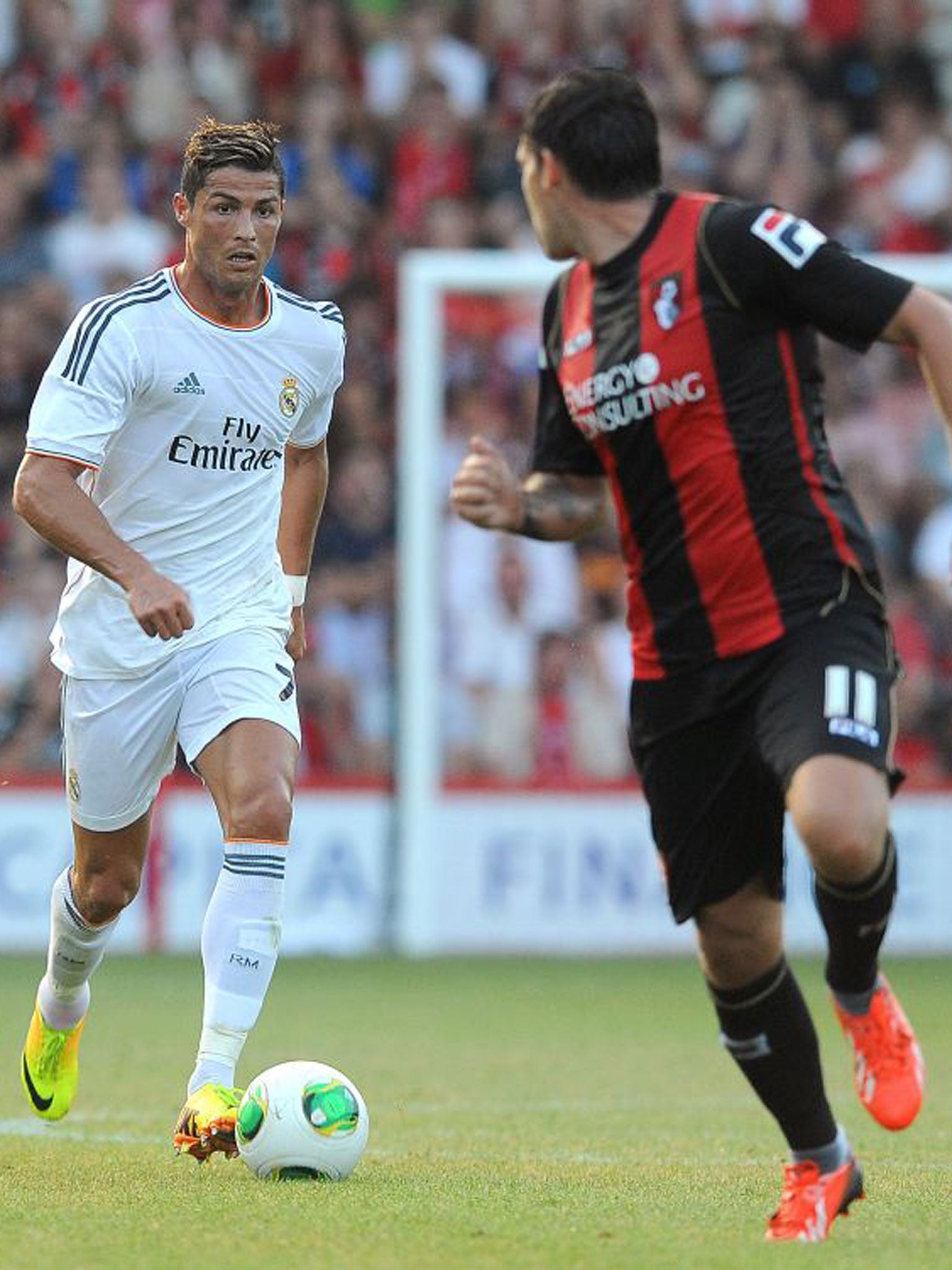 Cristiano Ronaldo on the ball at Dean Court last night