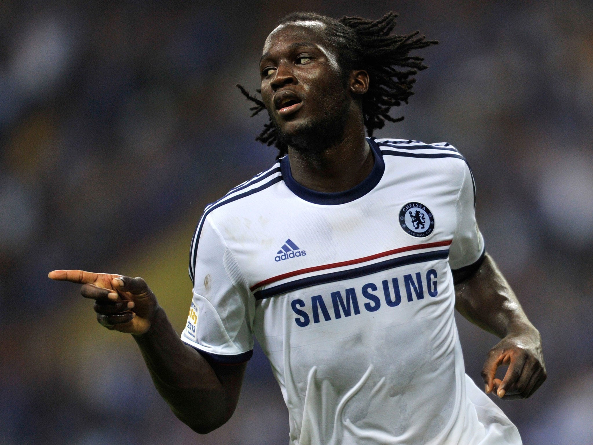 Romelu Lukaku celebrates a goal in Chelsea's 4-1 win over a Malaysia XI