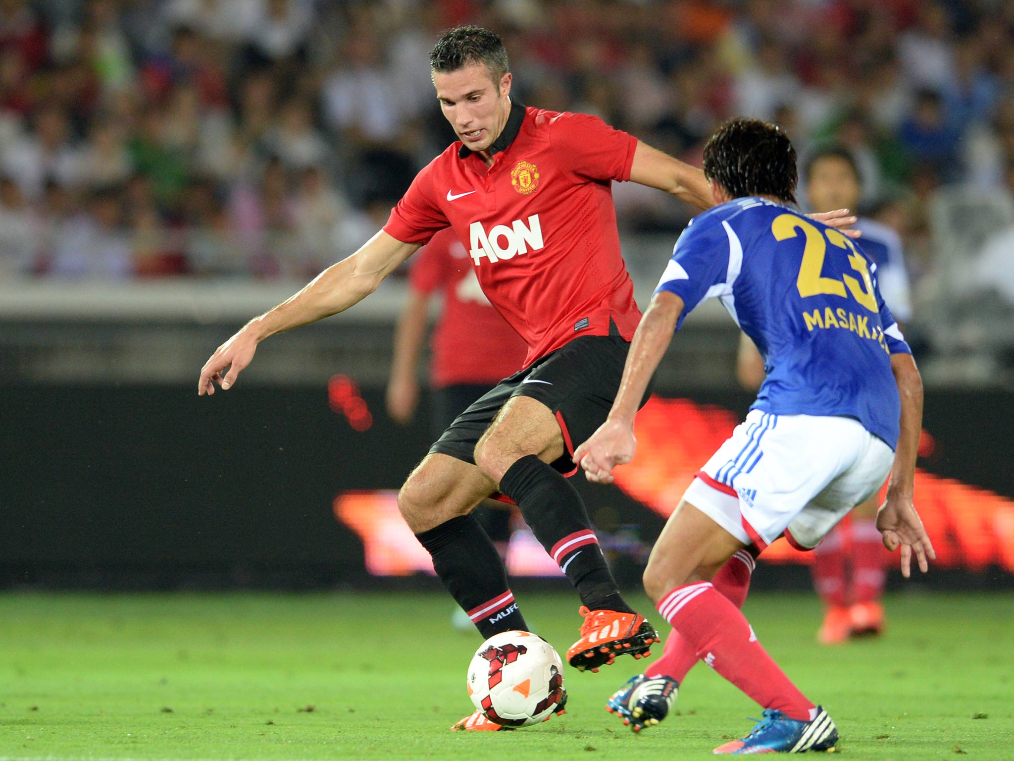 Robin van Persie in action against Yokohama