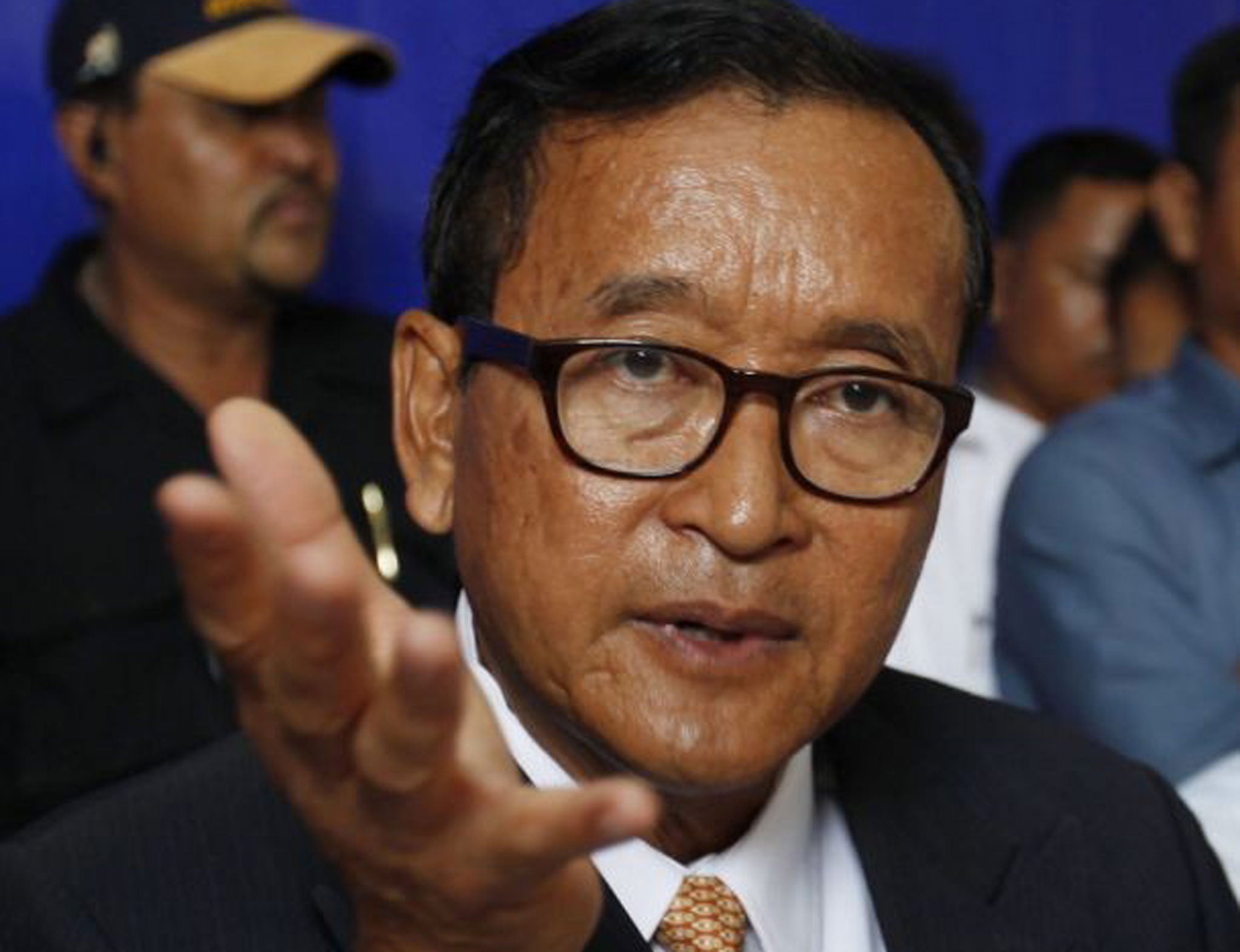 Sam Rainsy rejected the results of the weekend's elections
