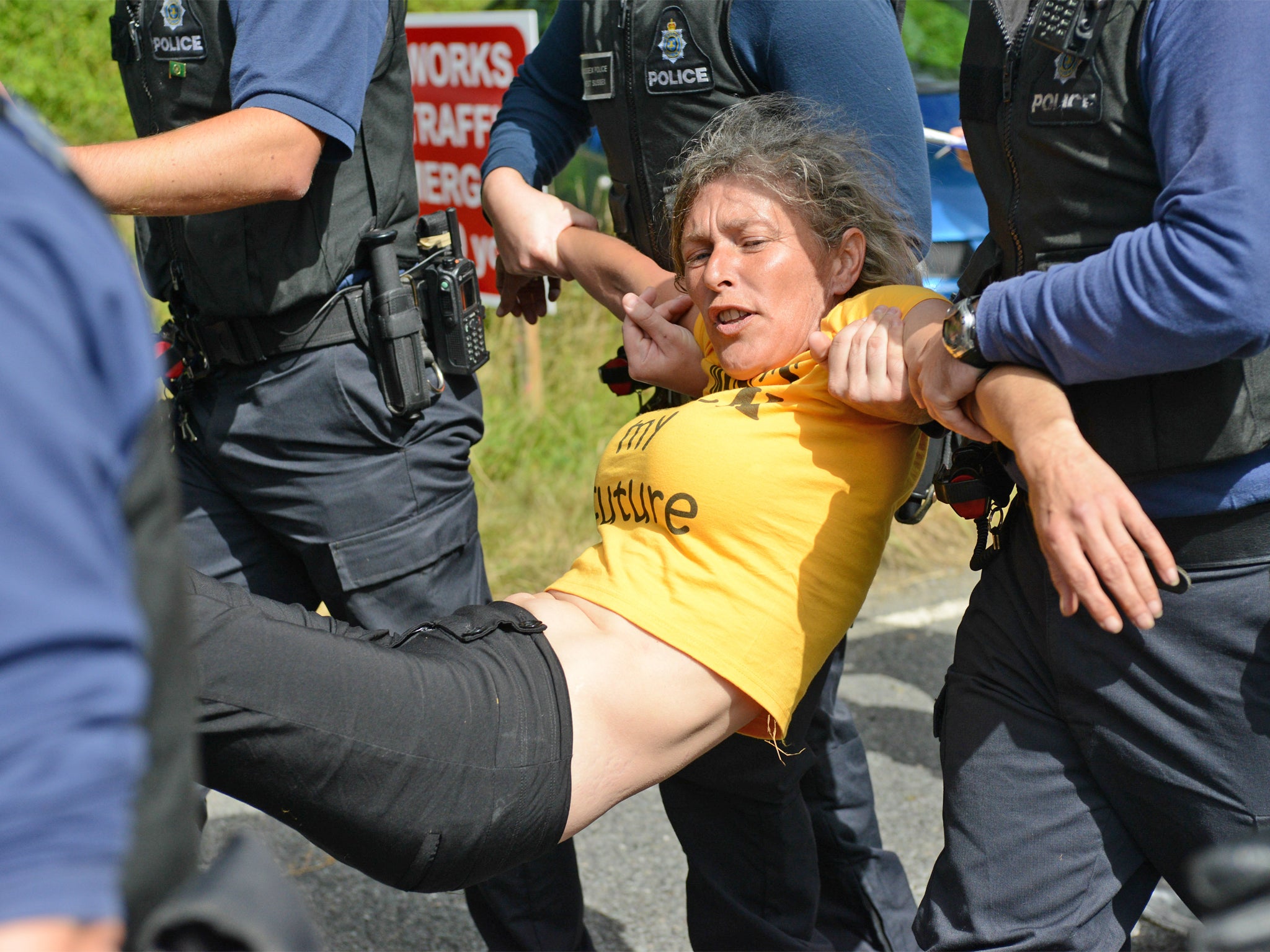 Anti-fracking protester is arrested in Balcombe