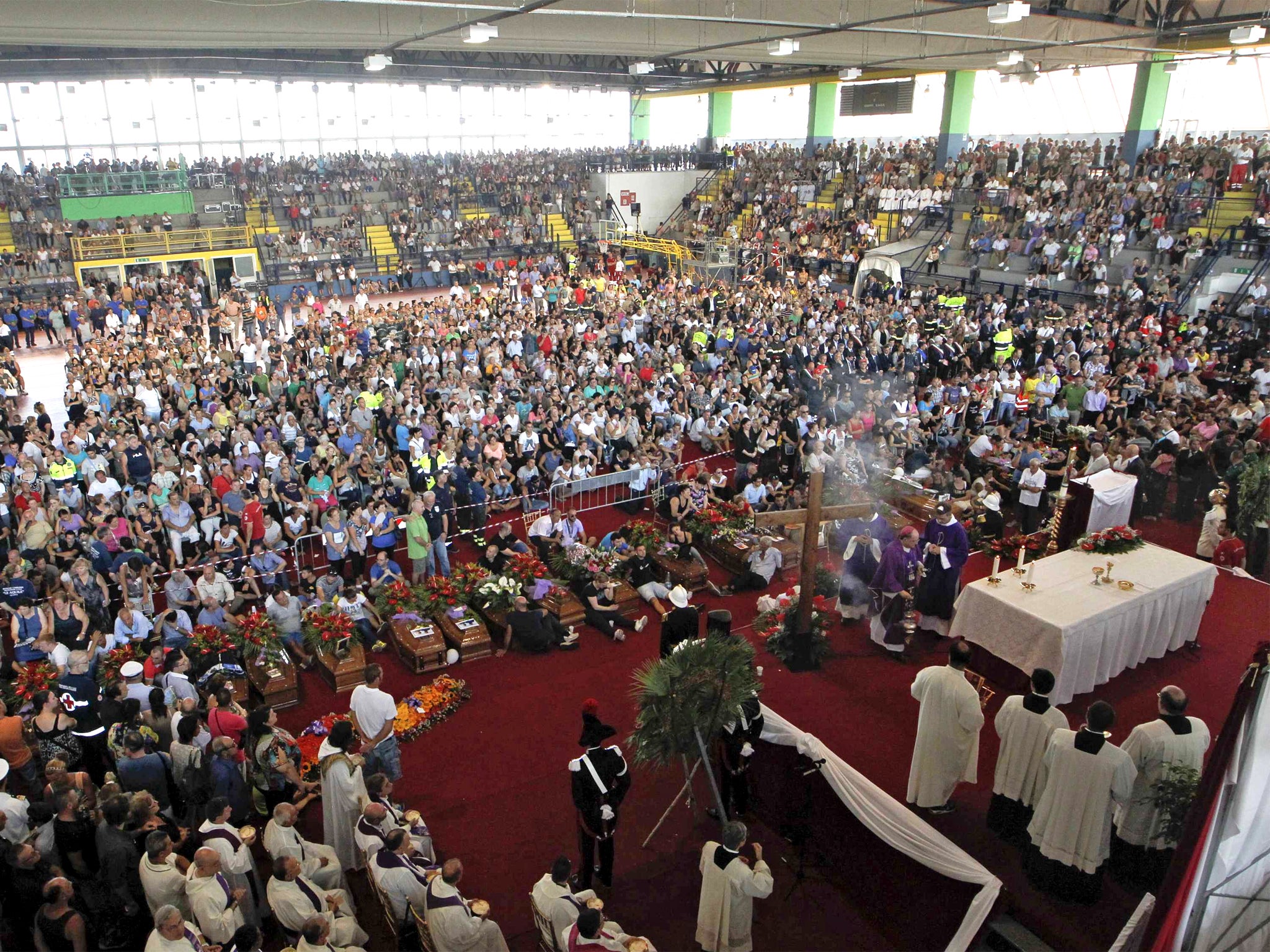 Around 4,000 people attended the service near Pozzuoli