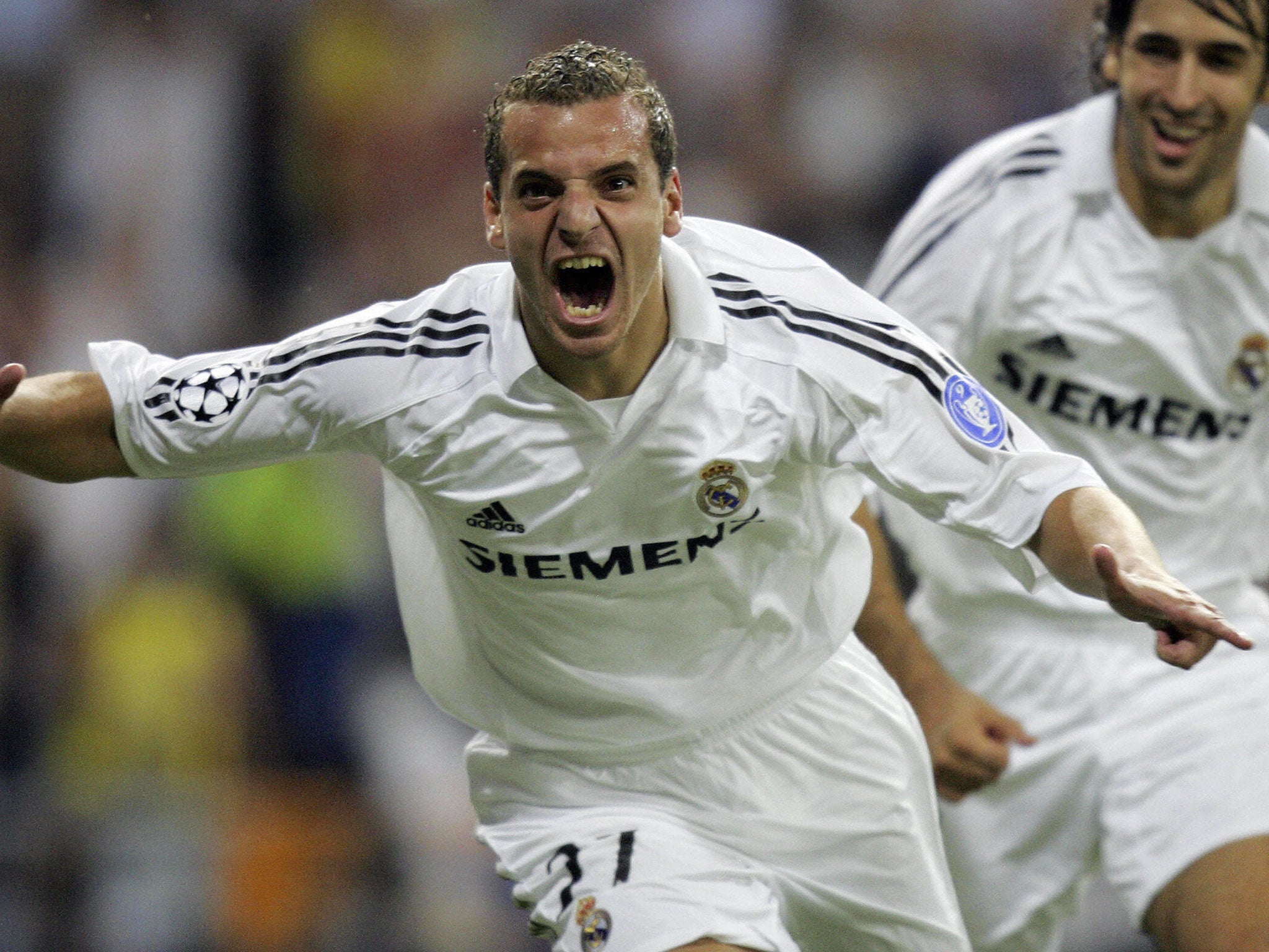 Roberto Soldado celebrates his first Champions League goal in 2005