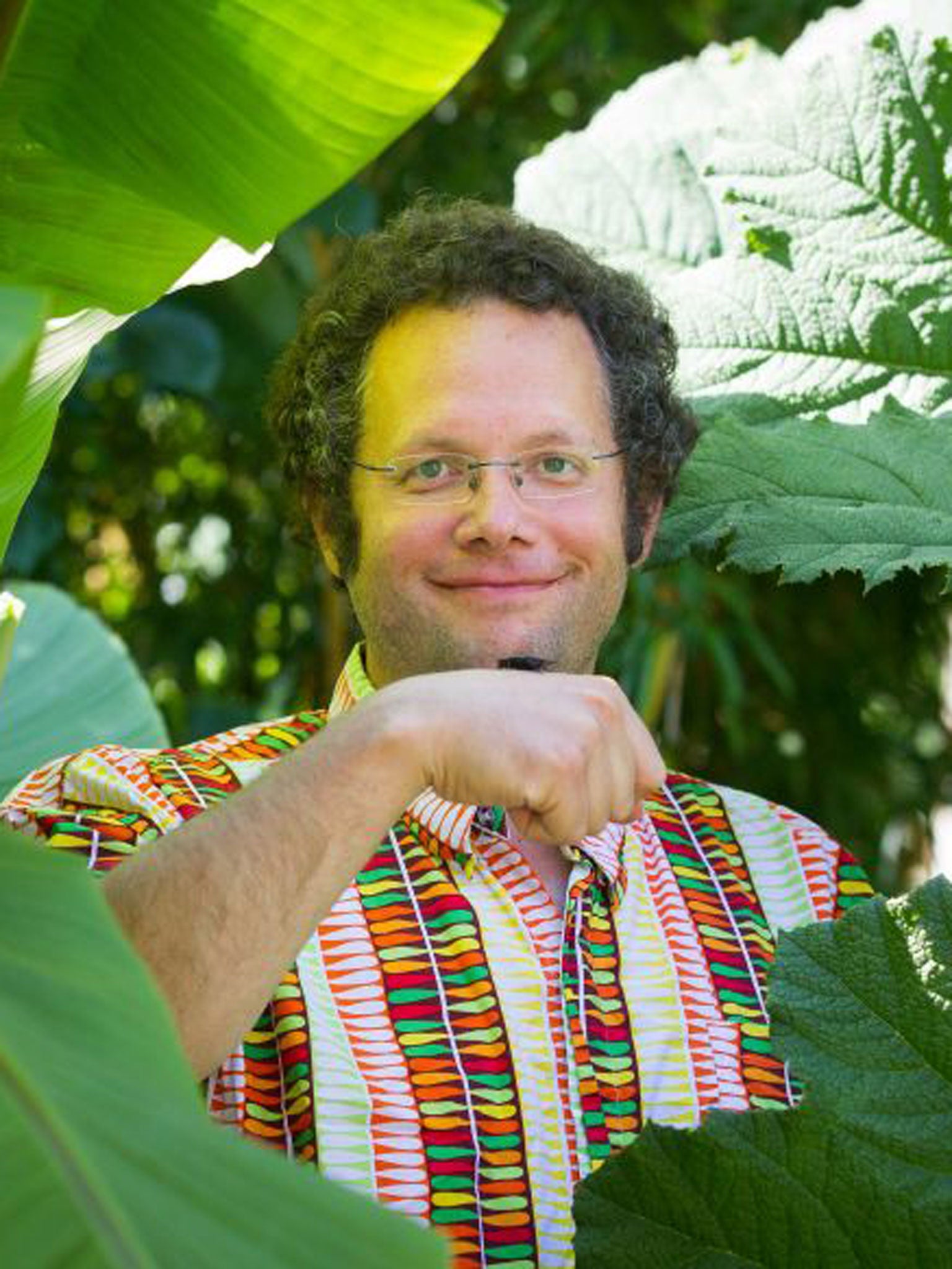 Daniel Emlyn-Jones in his Oxford garden, cricket on hand