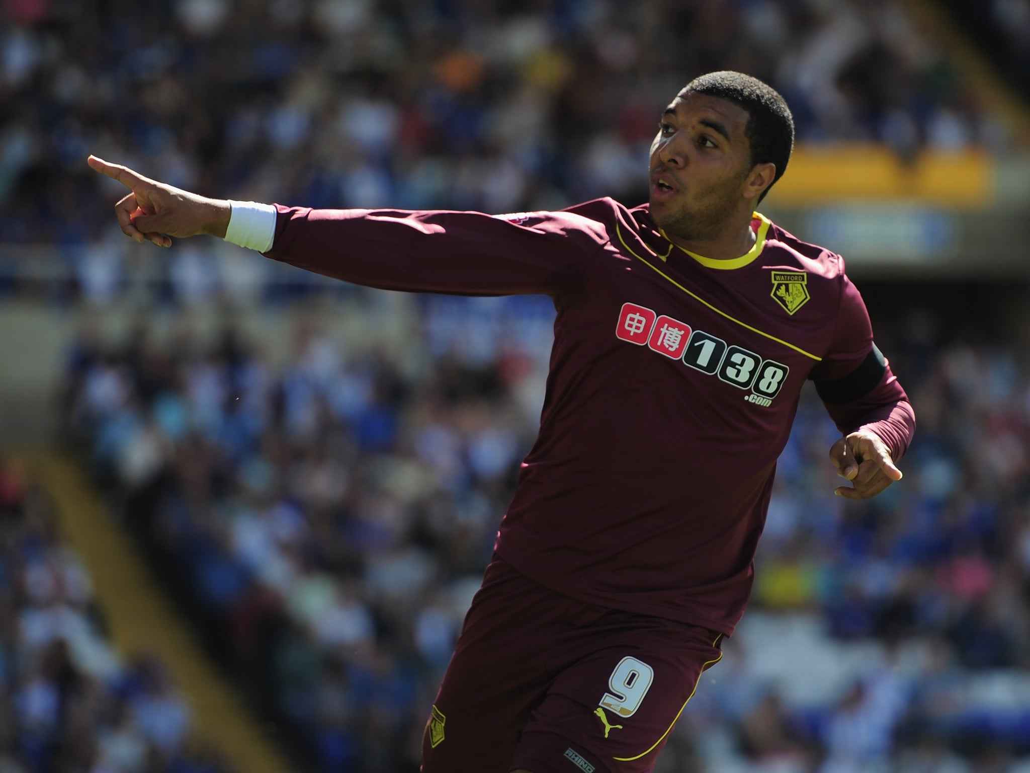 Troy Deeney celebrates scoring against Birmingham