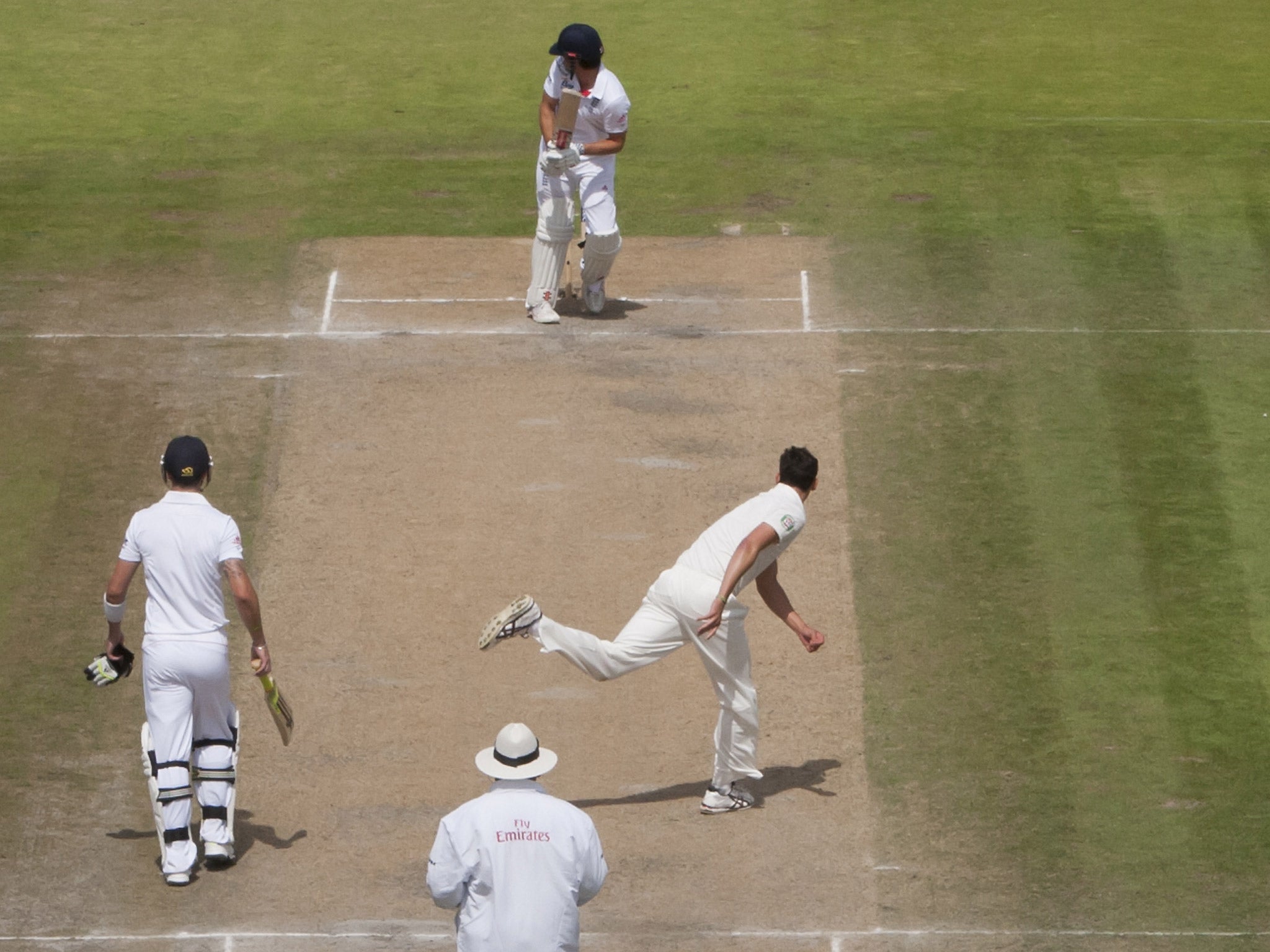 Safe hands: Brad Haddin prepares to take a brilliant catch off Alastair Cook