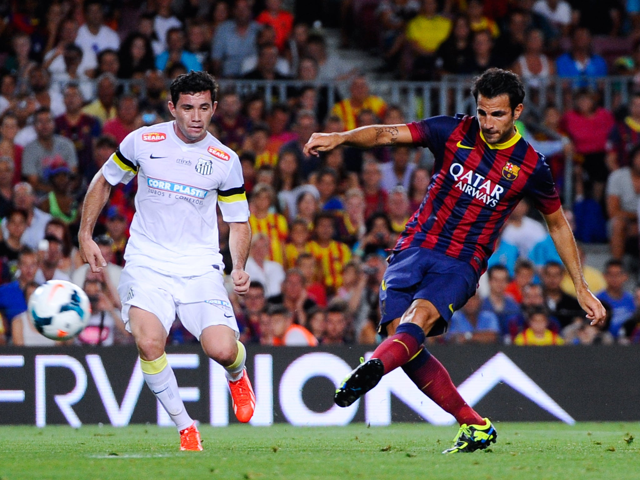 Cesc Fabregas in pre-season action for Barcelona