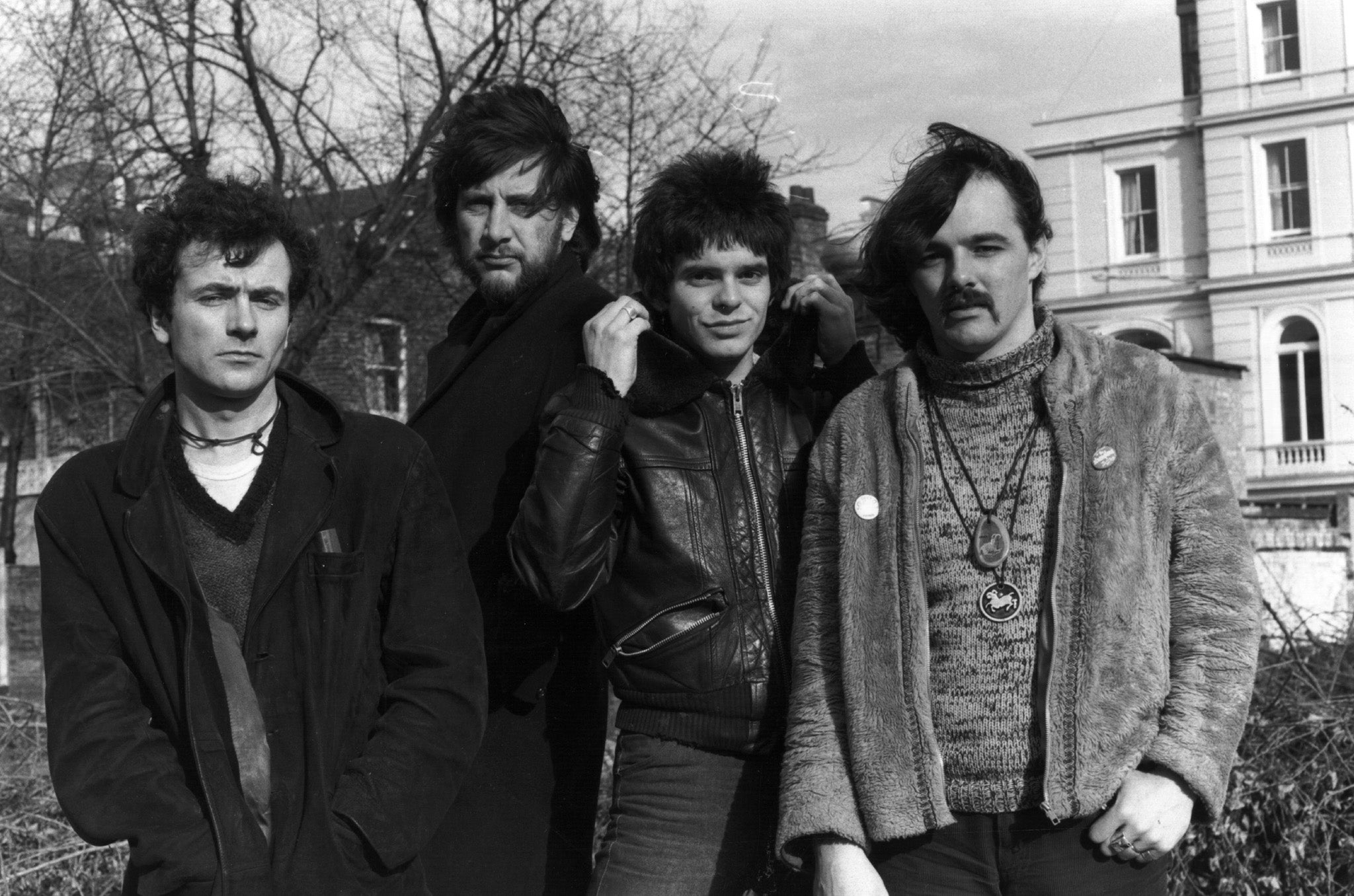 1977: British pop punk group The Stranglers at the start of their controversial recording career. From left to right, Hugh Cornwell, Jet Black, Jean Jacques Burnel and Dave Greenfield.