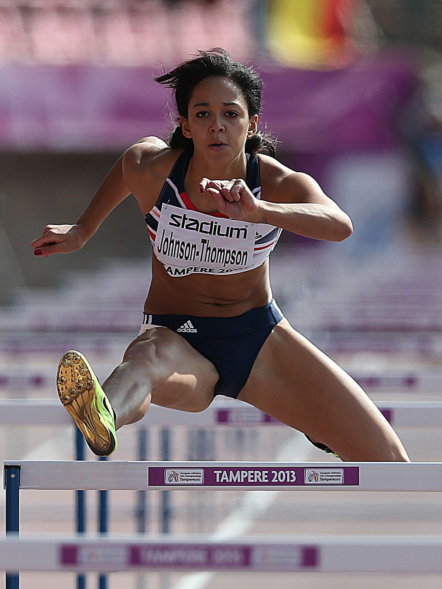 Katarina Johnson-Thompson on her way to victory in the European Under-23 Championship heptathlon in Finland last month