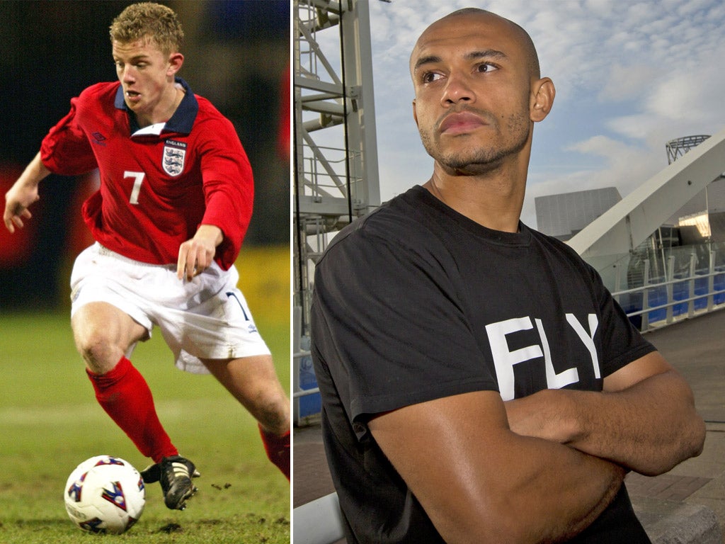 Jimmy Davis playing for England Under- 20s in 2002; his best friend Danny Webber