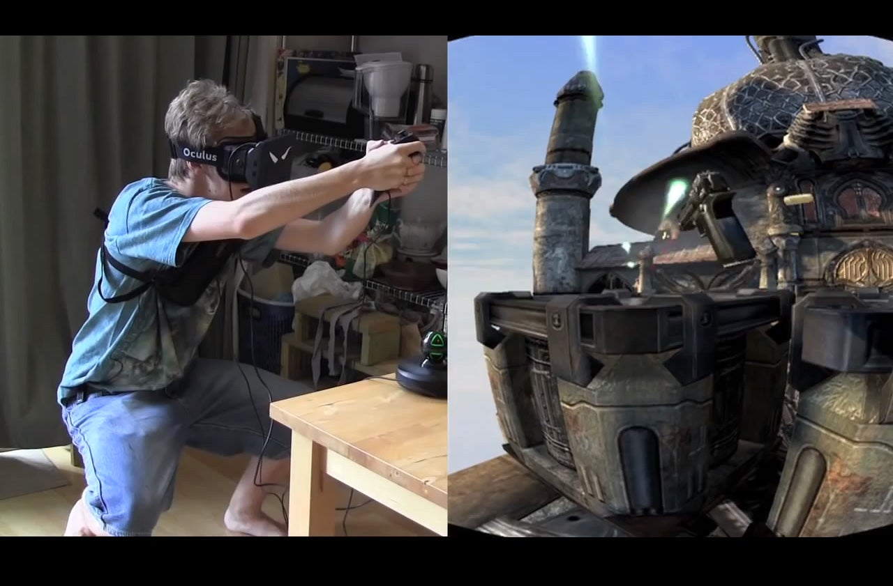 The HydraDeck built for the Oculus Rift is so immersive that players are warned not lean on the graphics