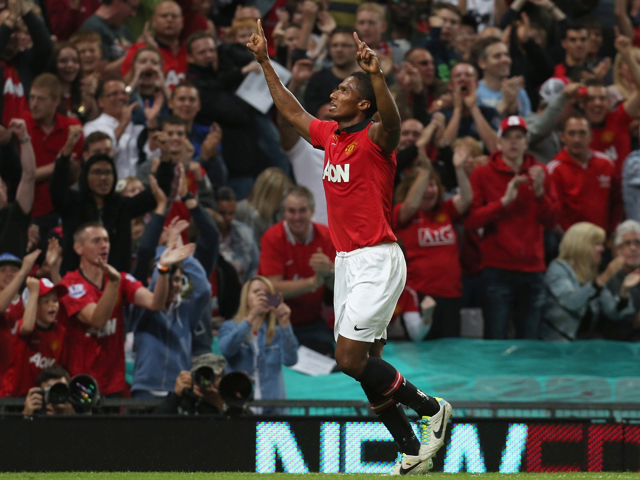 Valencia celebrates his goal by paying tribute to his late friend and international team-mate Christian Benitez