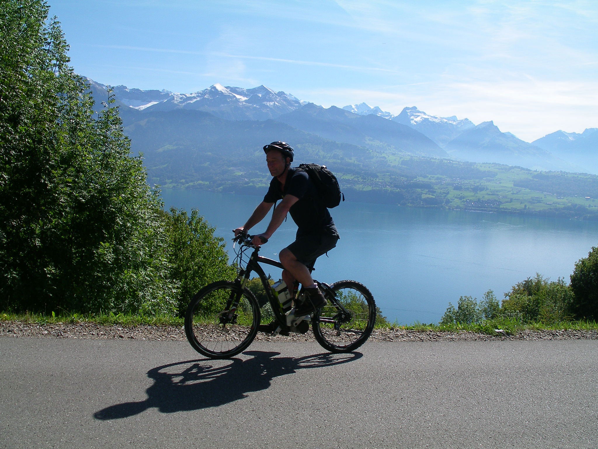 Andrew Eames has time to soak up the views from his e-bike in the Swiss Alps