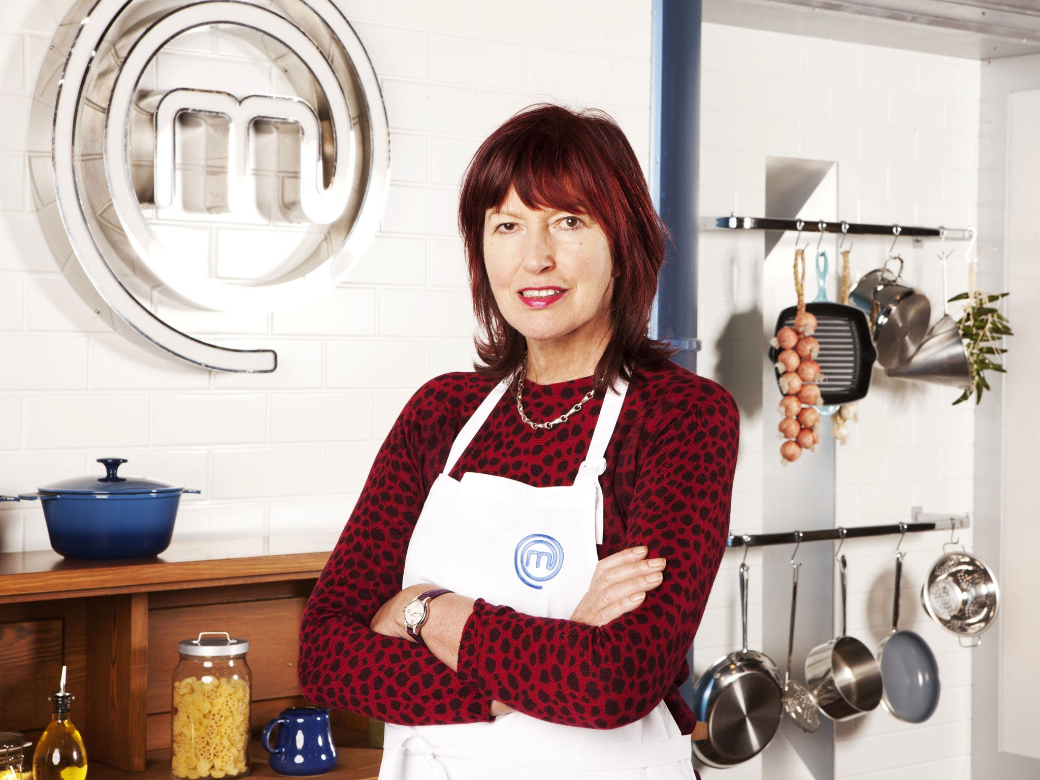 Janet on the set of Celebrity MasterChef