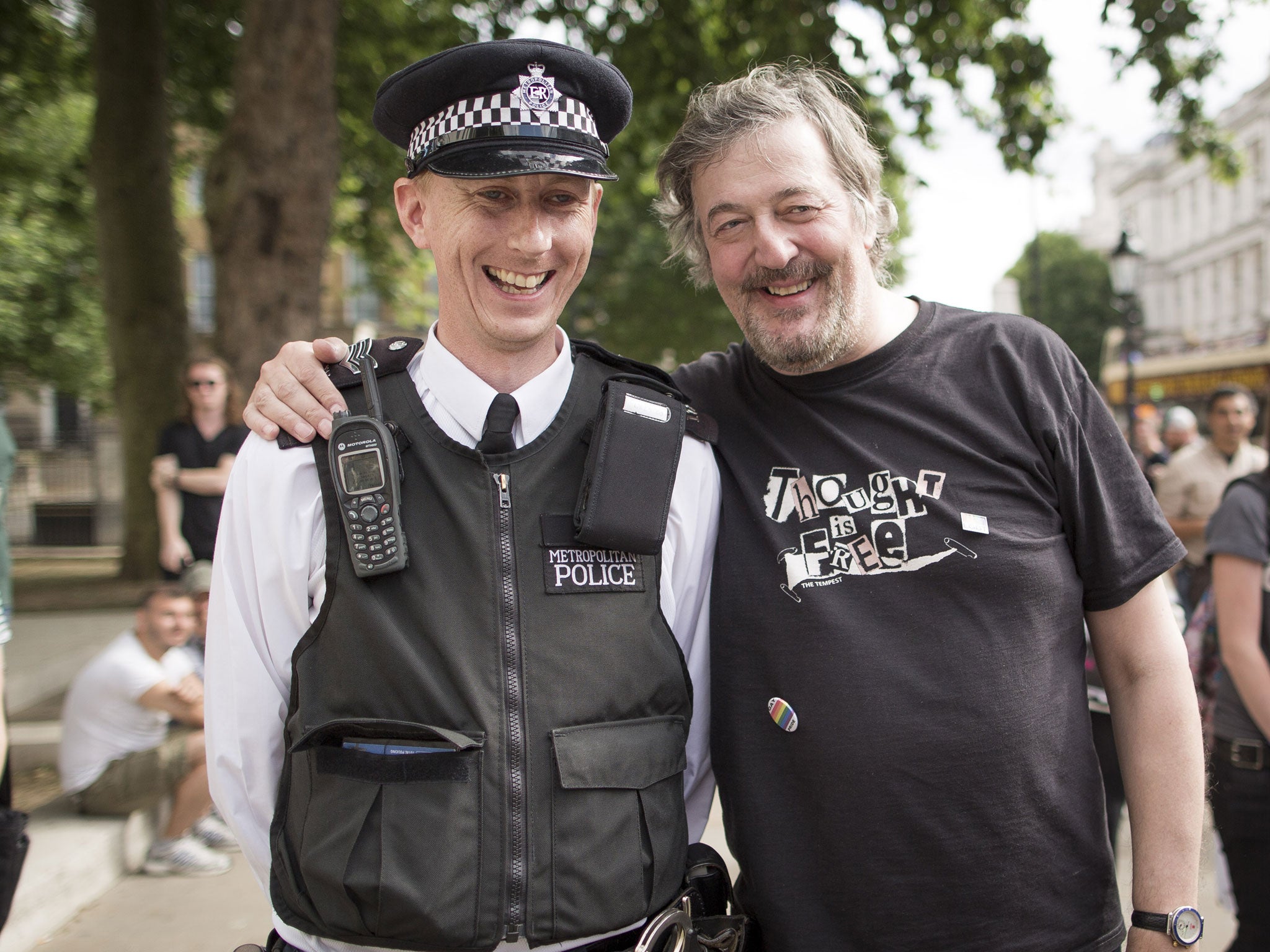 Stephen Fry at yesterday's protest